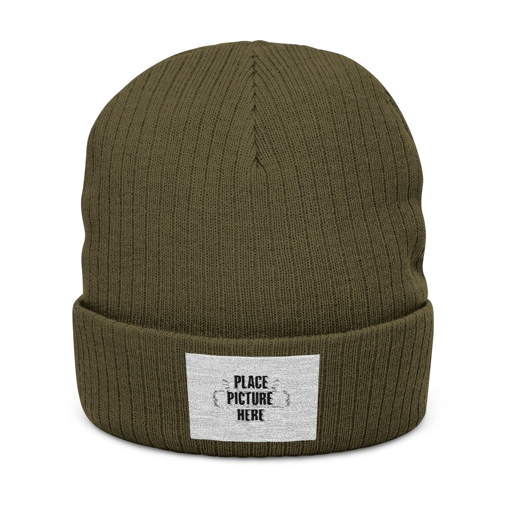 Custom Embroidered Patch Winter Hat — "Designed by You"  Ribbed Knit Beanie