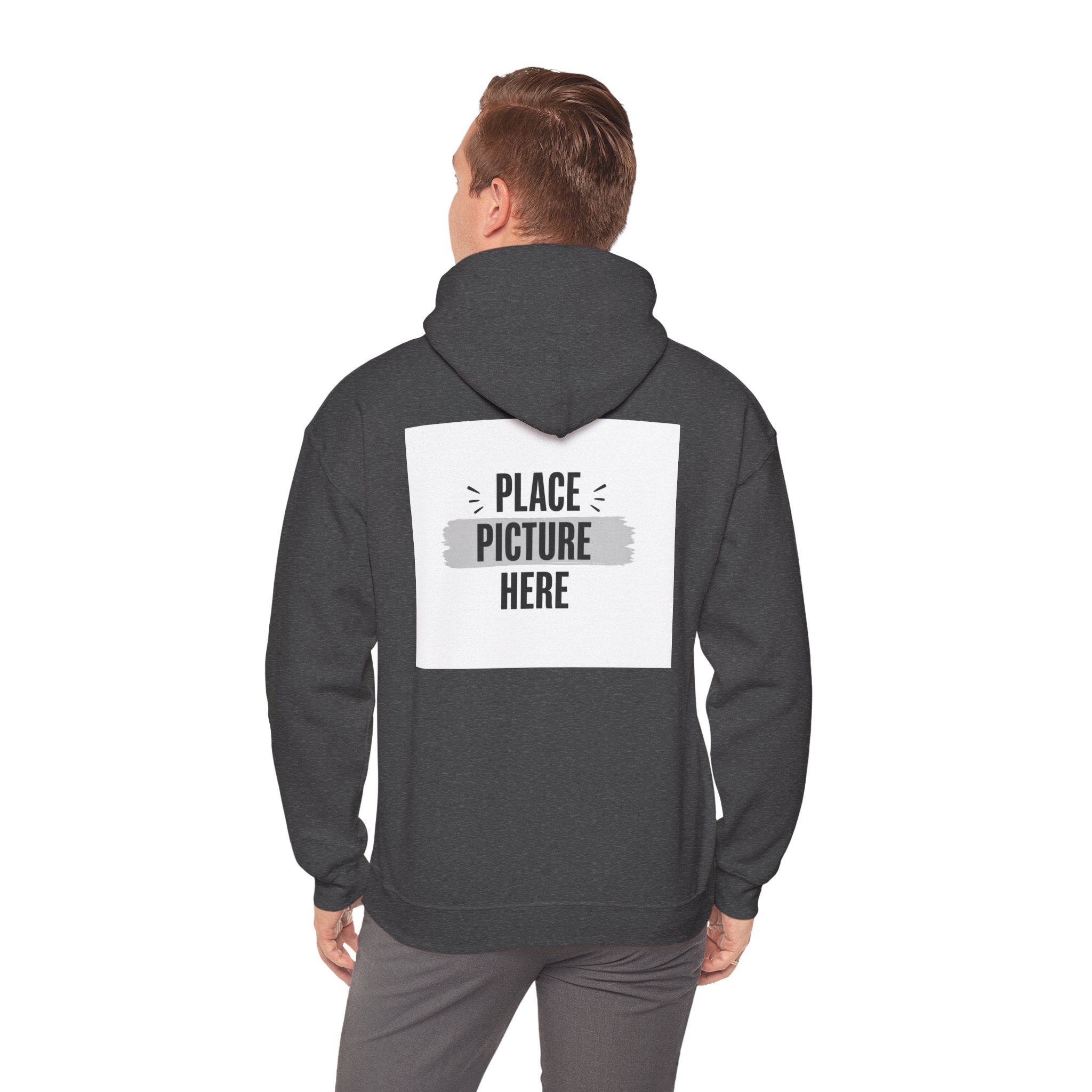 "Designed by You" —  Adult Unisex Hoodie Front & "Place Picture Here" Back