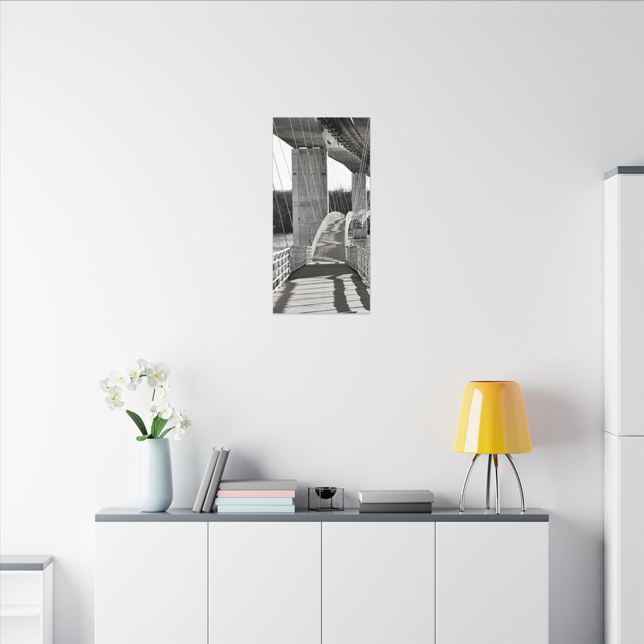 "Foot Bridge" - Black & White Bridge Photo Canvas
