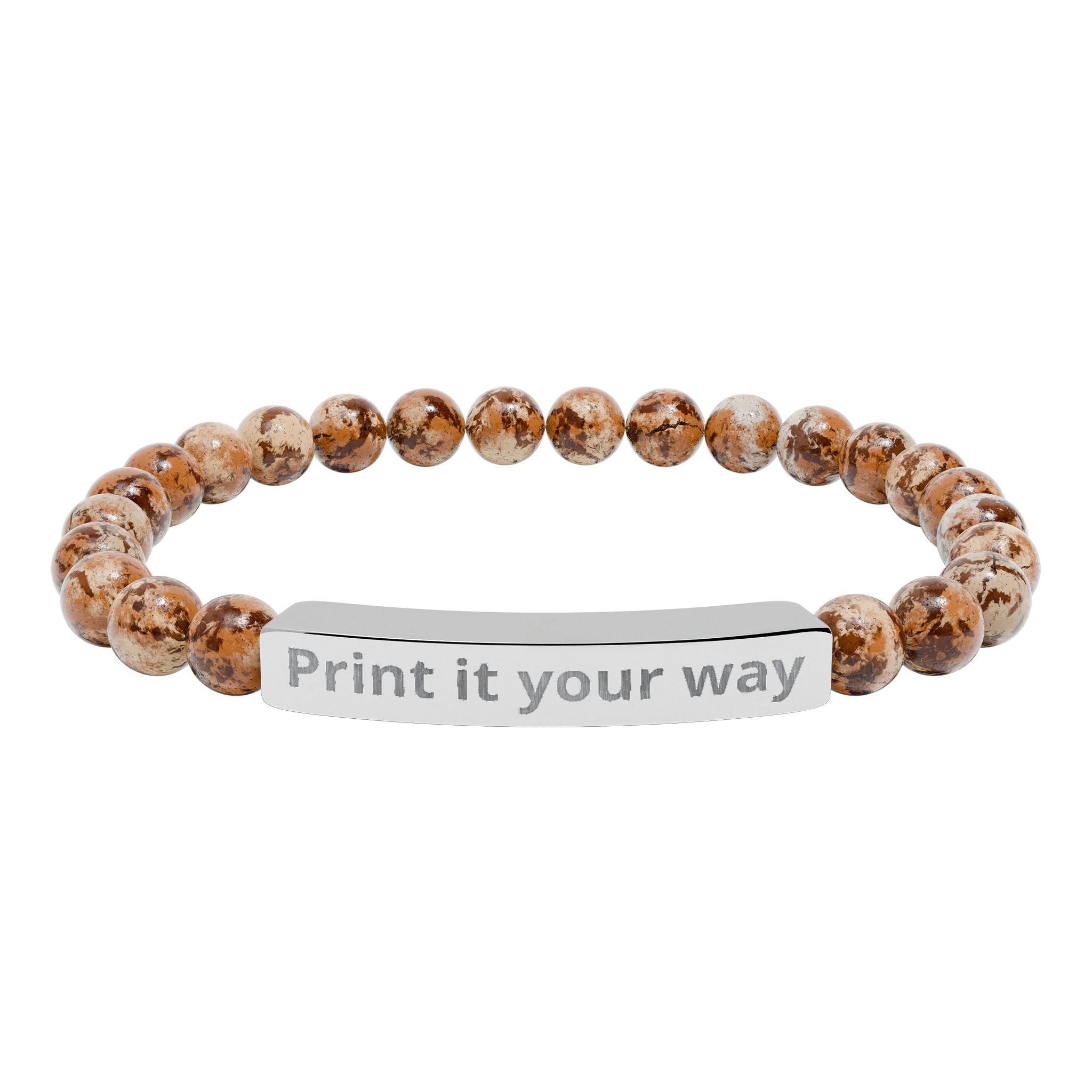 Customizable Engravable Natural Stone Bar Bracelet —  Stretch Beaded Bracelet