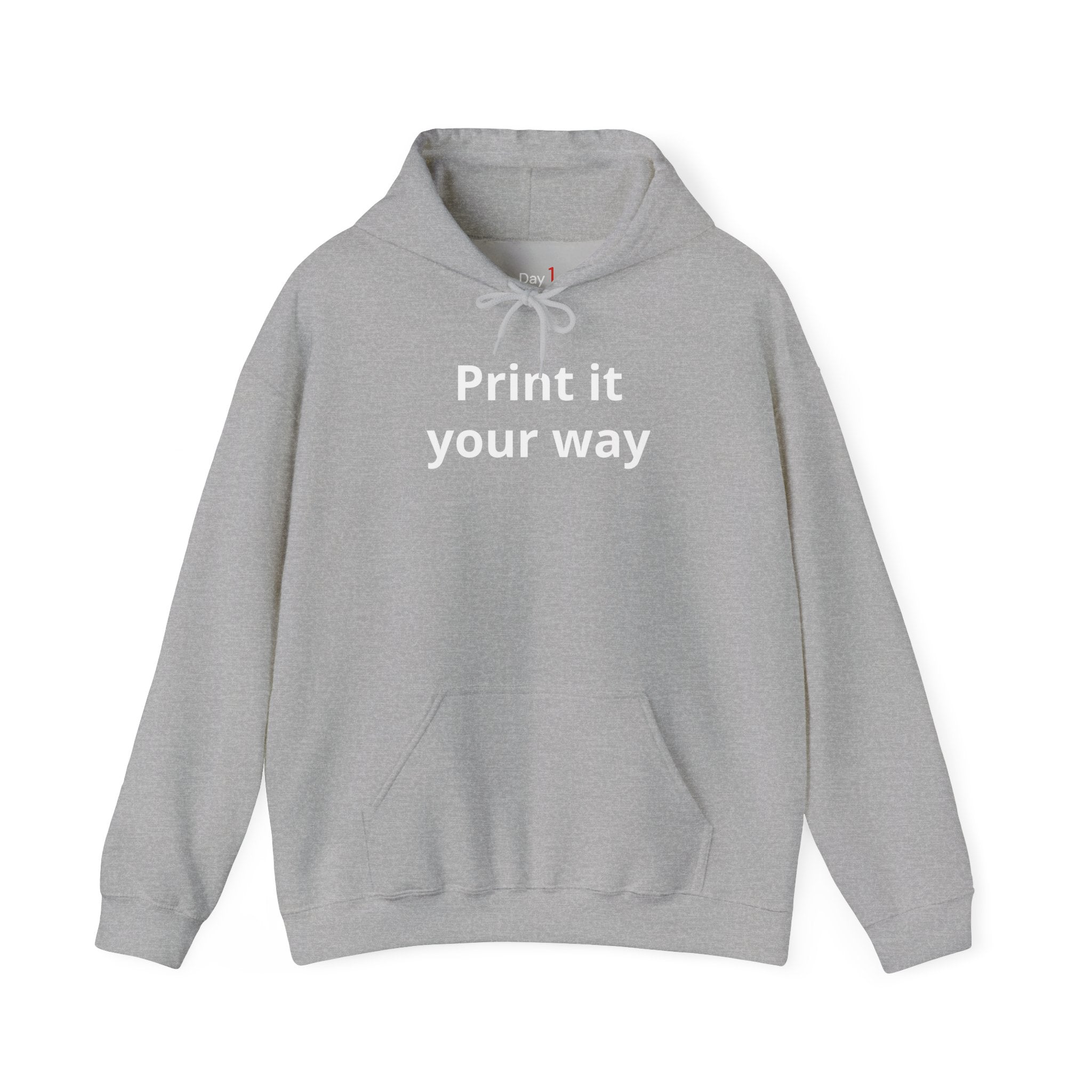 "Designed by You" —  Adult Unisex Hoodie Front & "Place Picture Here" Back