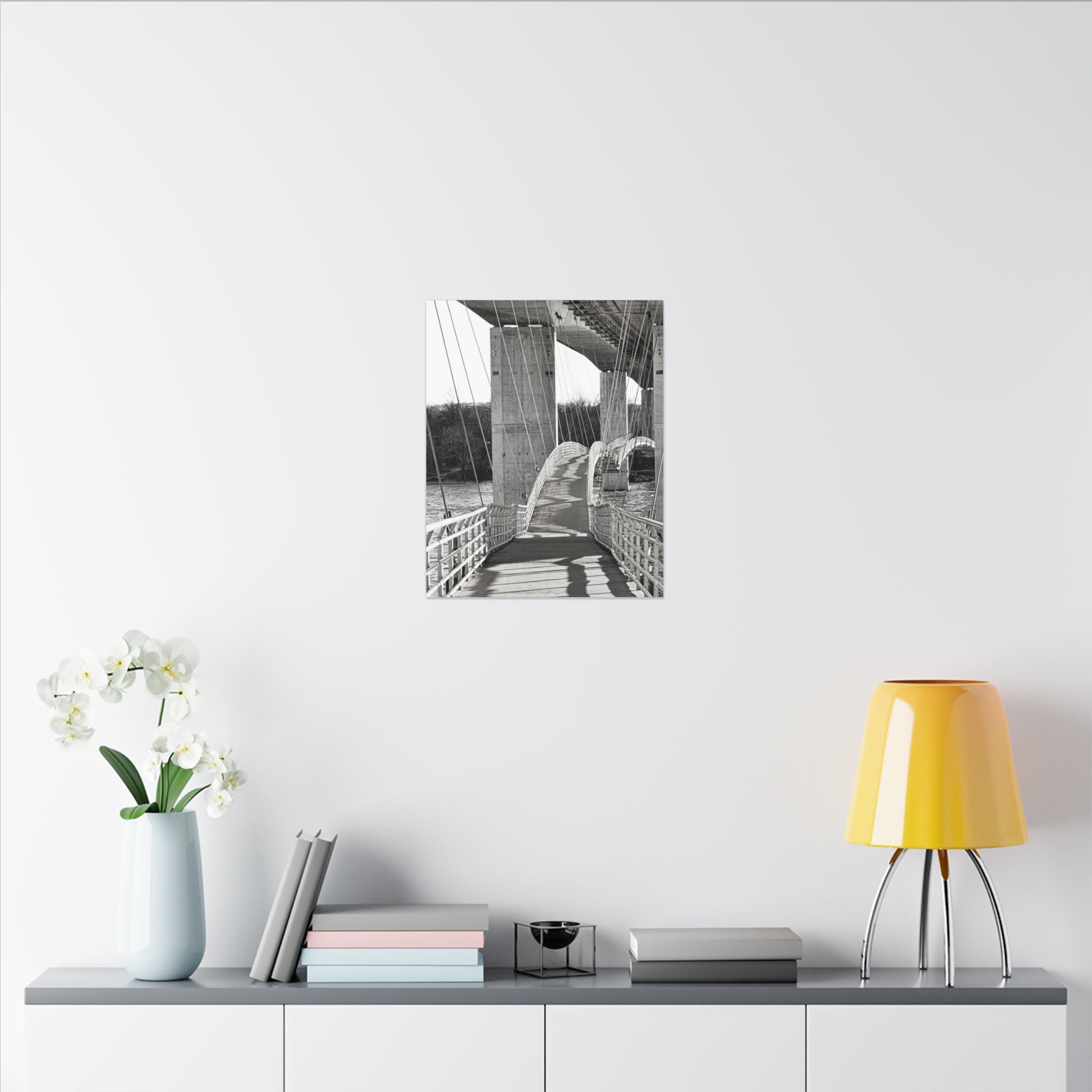 "Foot Bridge" - Black & White Bridge Photo Canvas