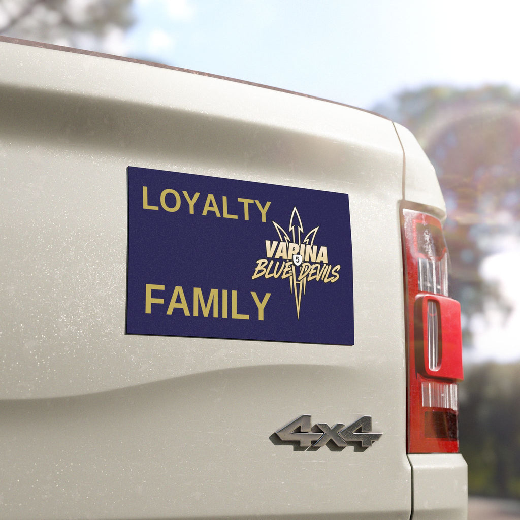 Varina Blue Devils "LOYALTY • FAMILY" Car Magnet — School Spirit Bumper Magnet