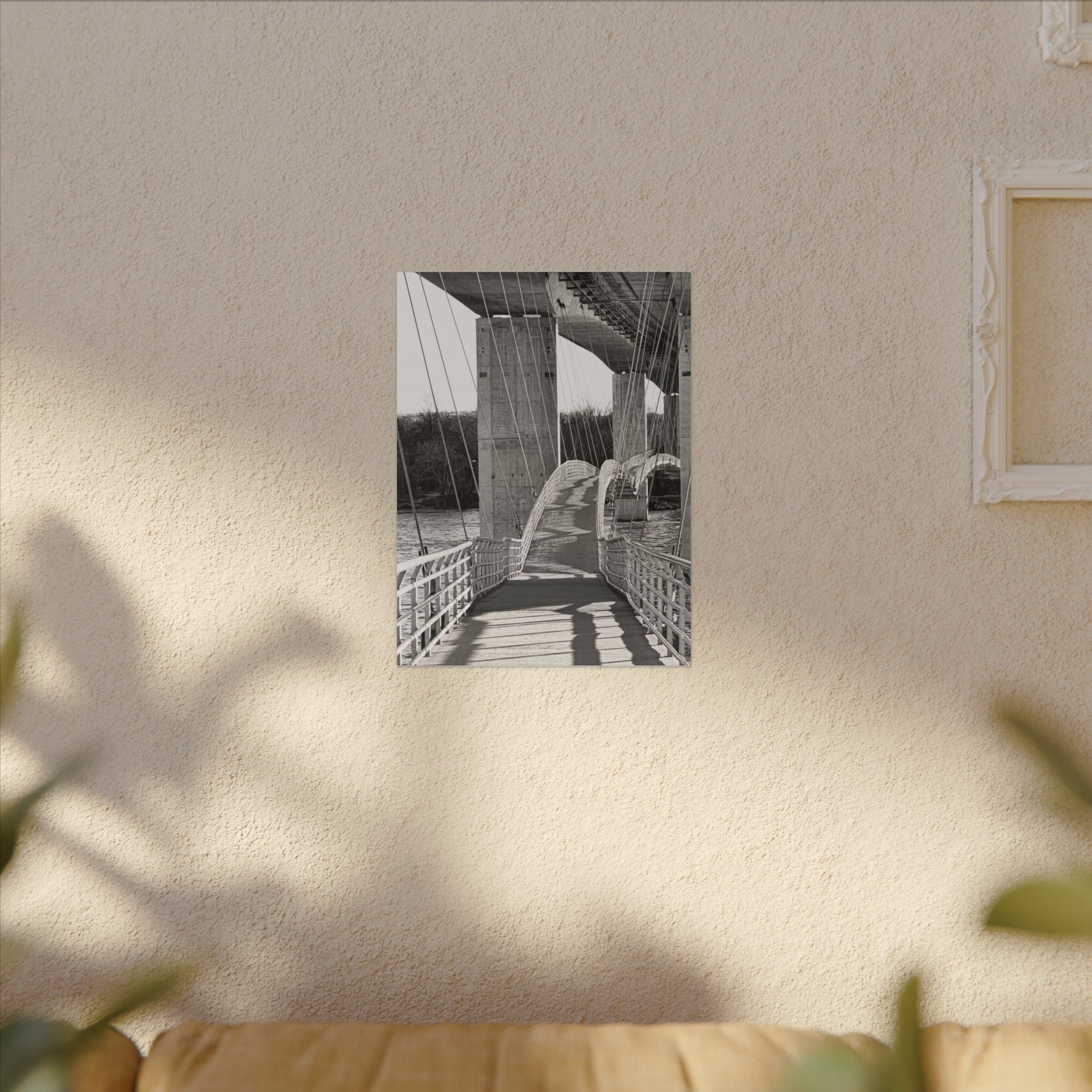 "Foot Bridge" - Black & White Bridge Photo Canvas