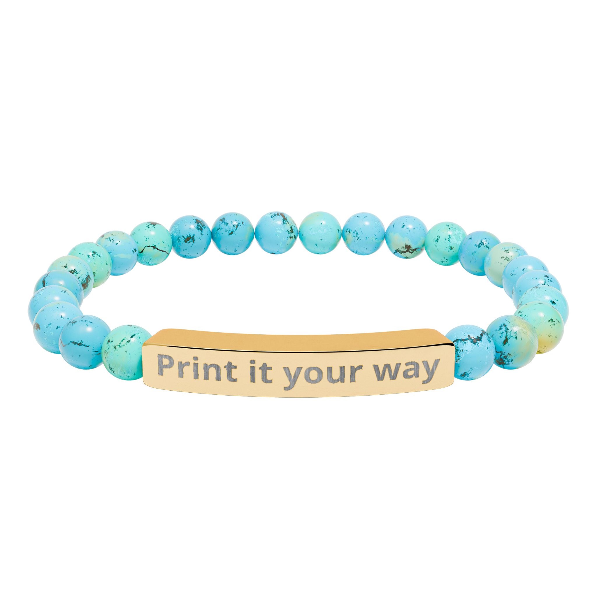 Customizable Engravable Natural Stone Bar Bracelet —  Stretch Beaded Bracelet