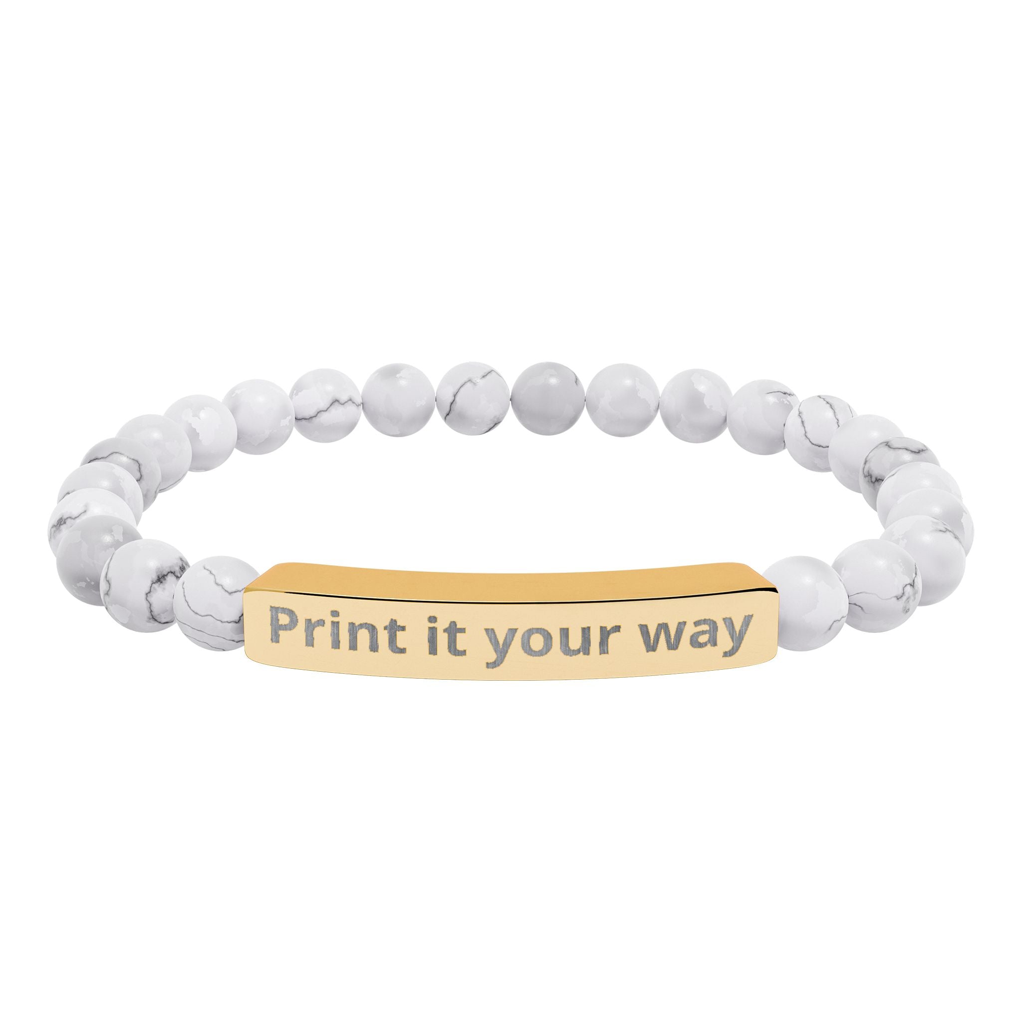 Customizable Engravable Natural Stone Bar Bracelet —  Stretch Beaded Bracelet