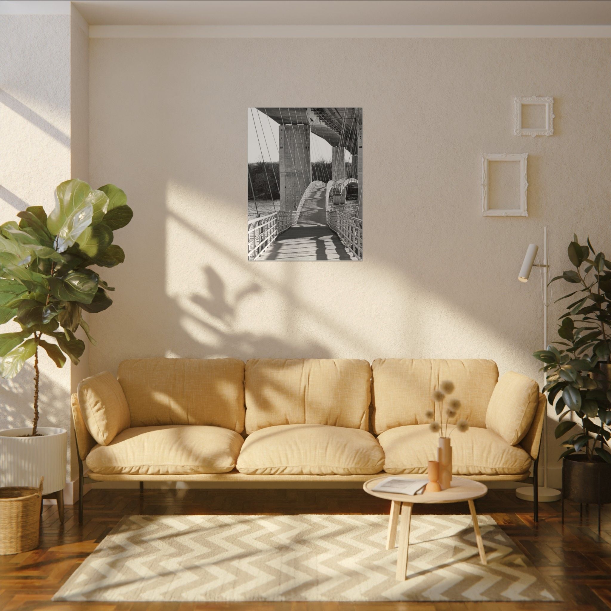 "Foot Bridge" - Black & White Bridge Photo Canvas