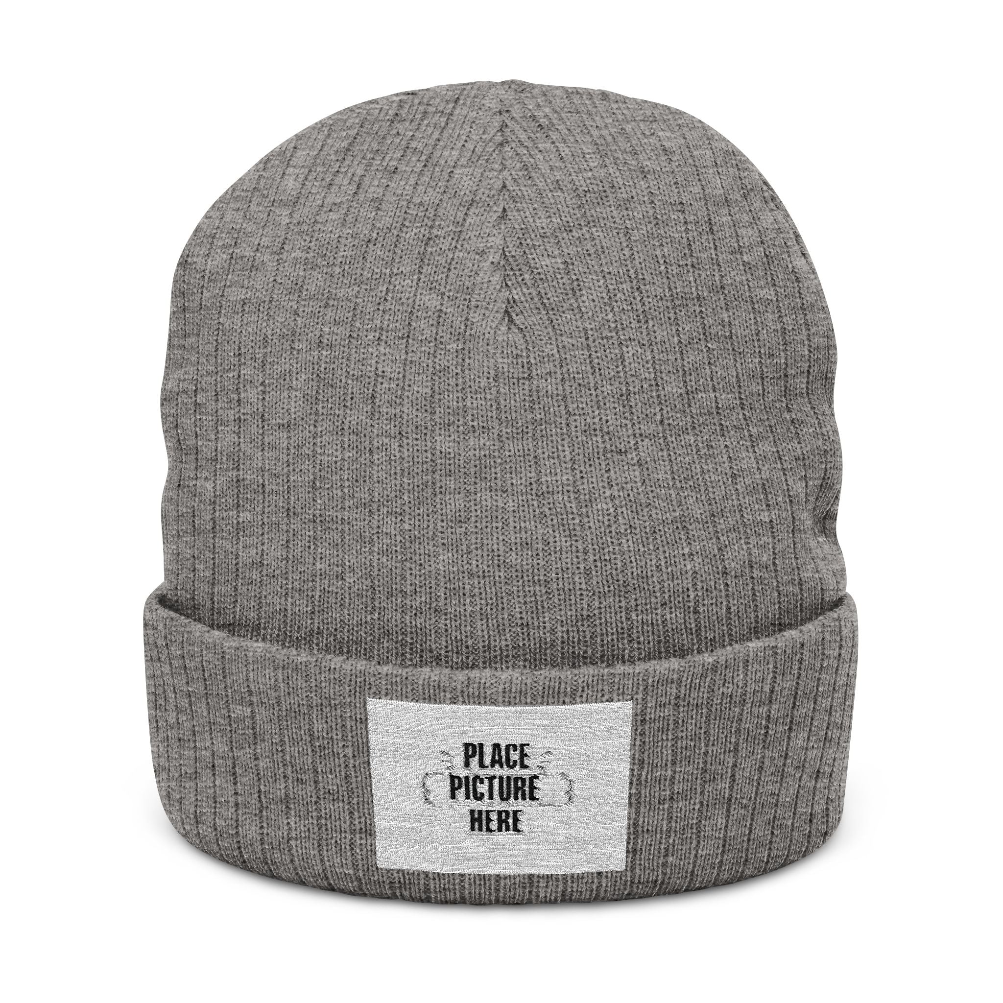 Custom Embroidered Patch Winter Hat — "Designed by You"  Ribbed Knit Beanie