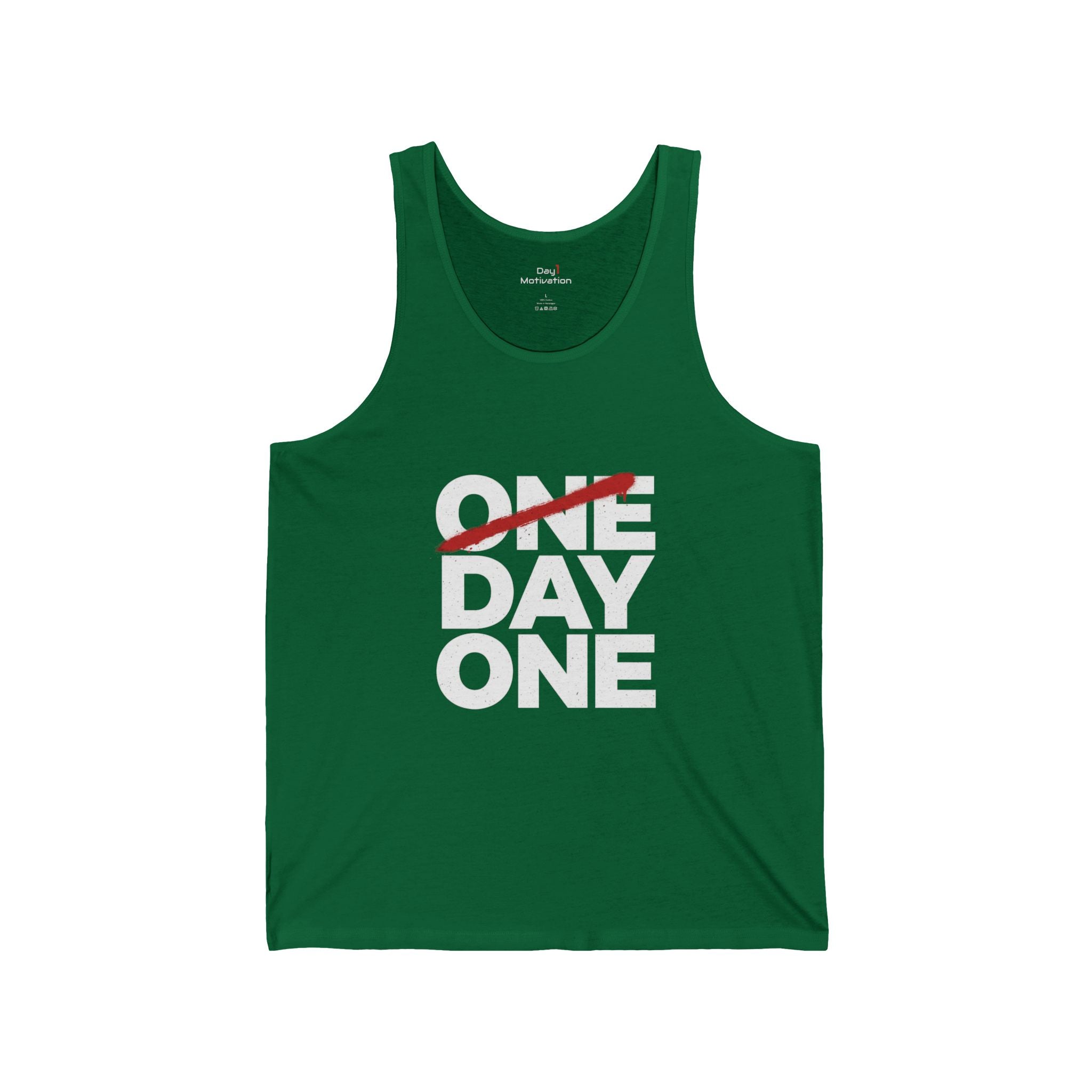 Motivational "One Day One" Tank Top — Minimal Workout & Daily Grind Tee