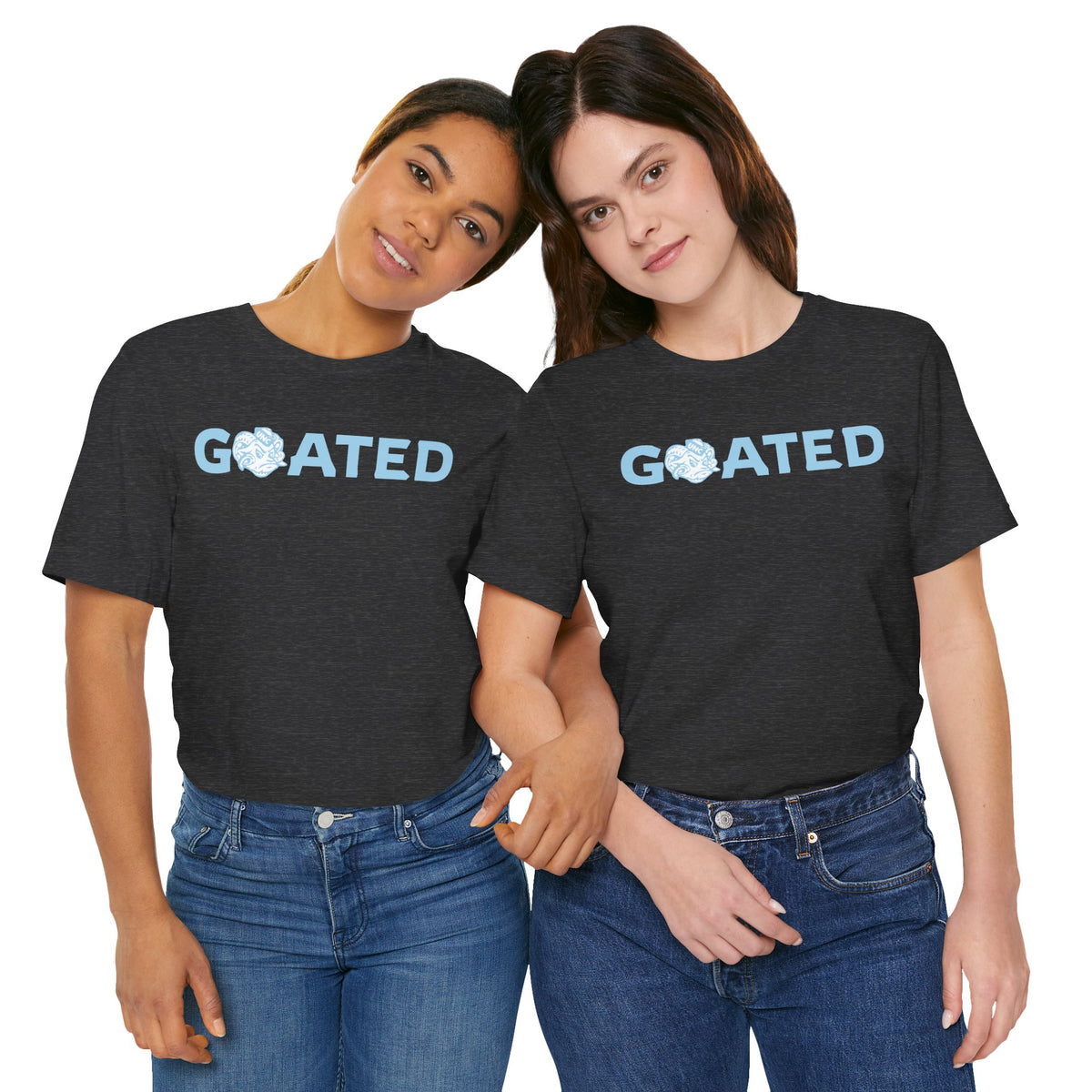 GOATED Graphic Tee — "GOATED" Light Blue Text T‑Shirt