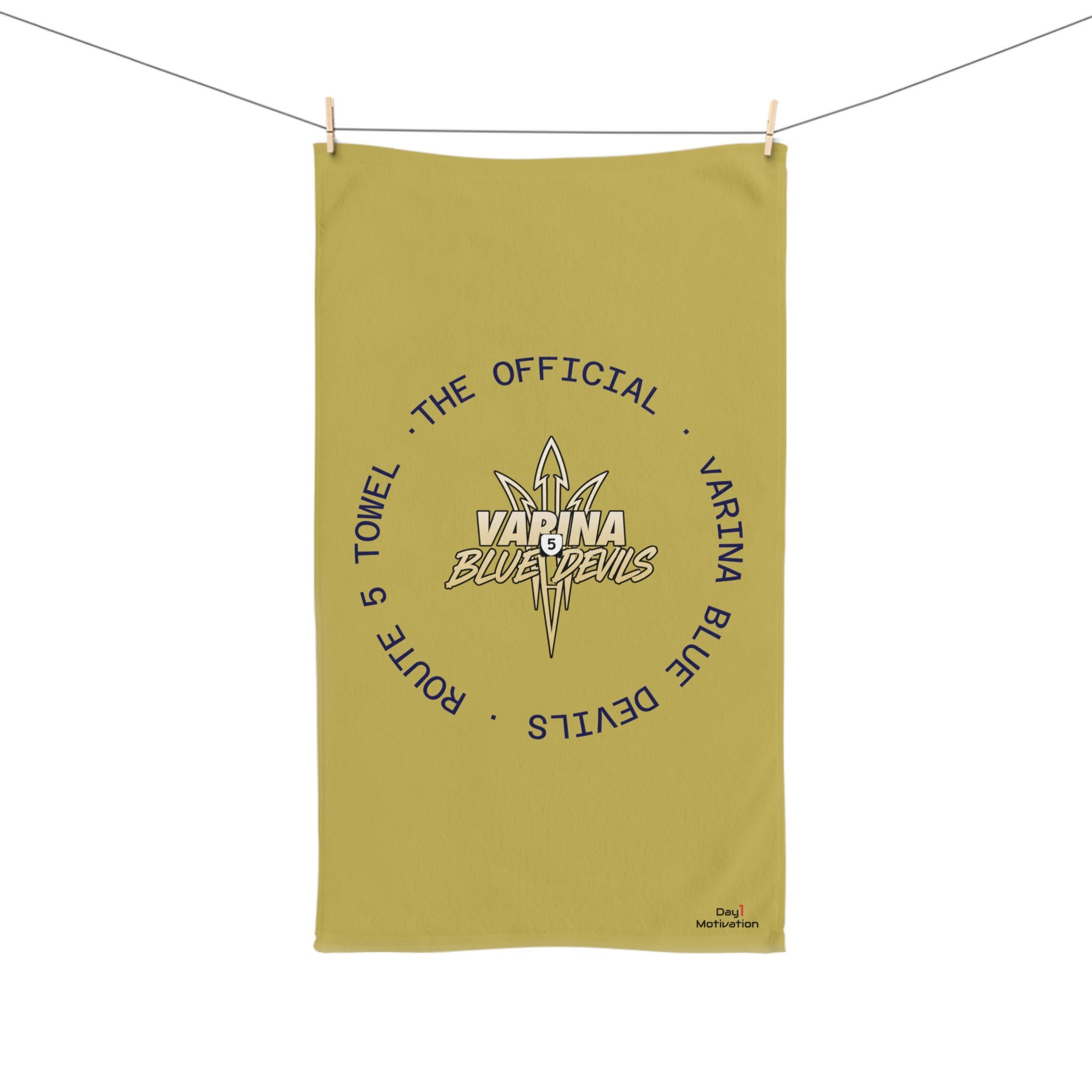 Varina Blue Devils Route 5 Hand Towel — Gold & Navy School Spirit Sports Towel