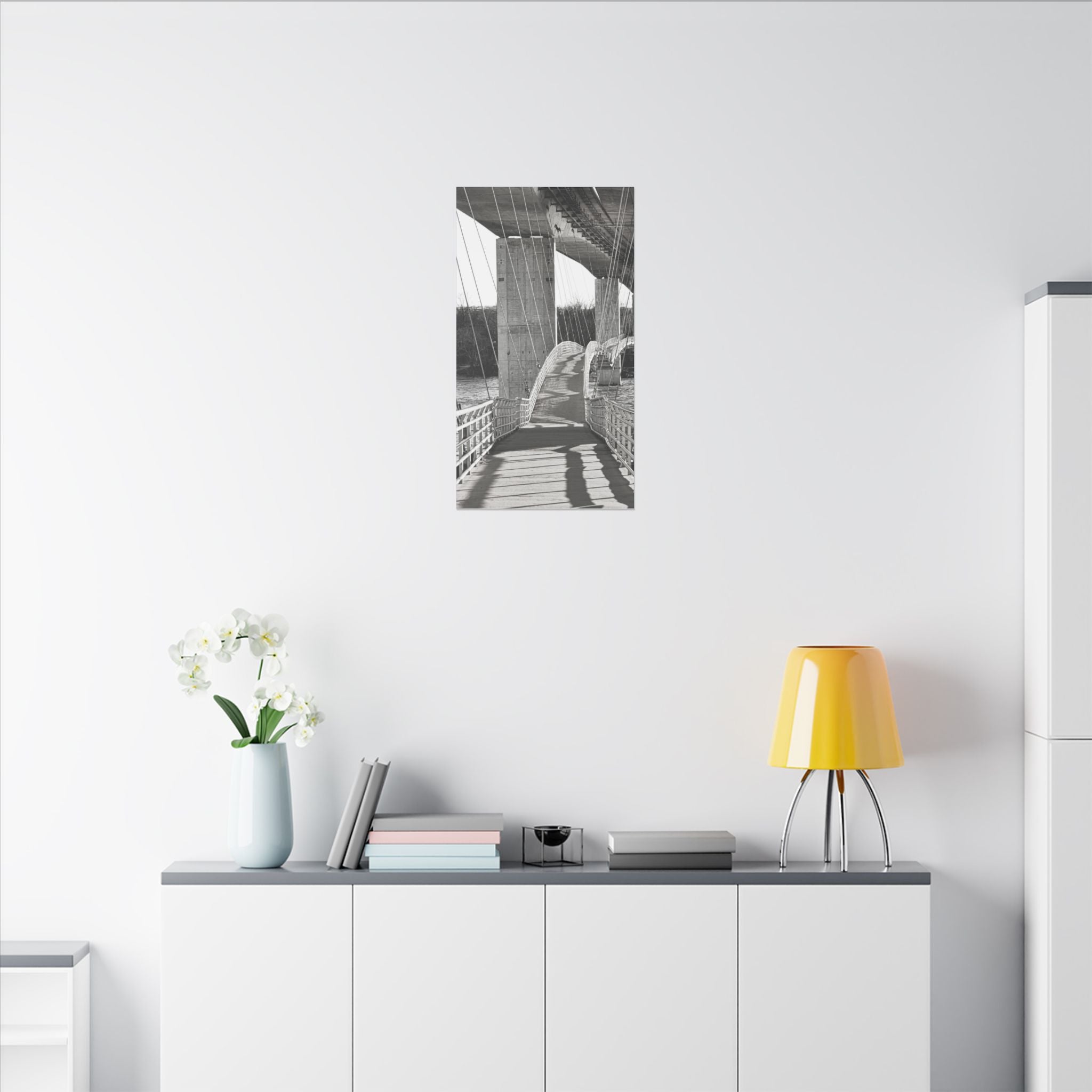 "Foot Bridge" - Black & White Bridge Photo Canvas