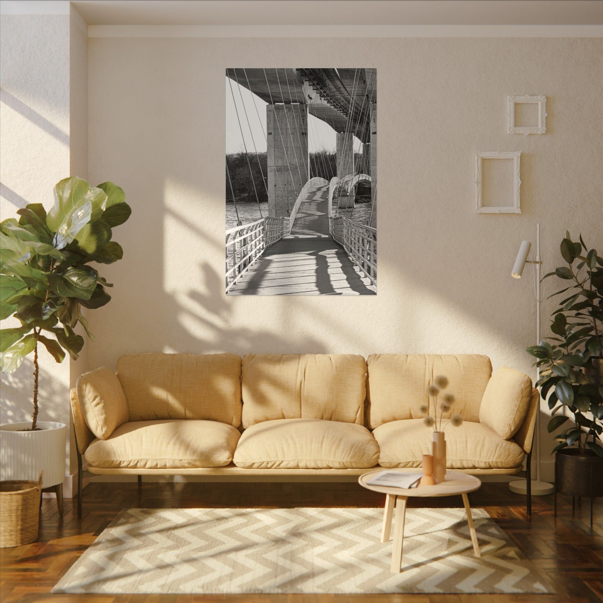 "Foot Bridge" - Black & White Bridge Photo Canvas