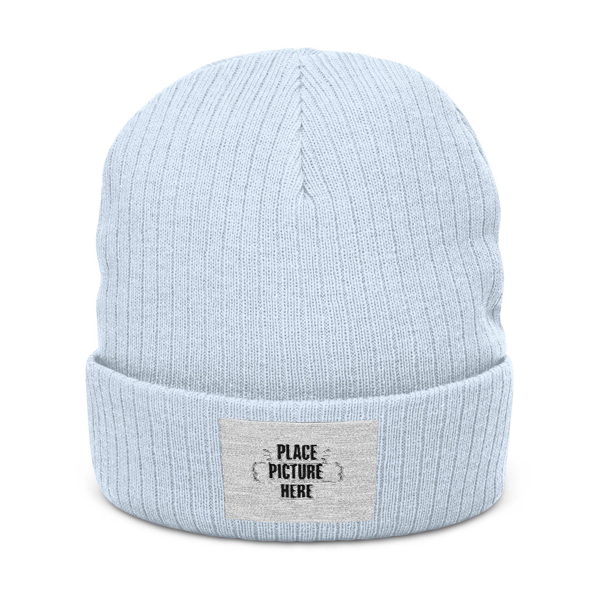 Custom Embroidered Patch Winter Hat — "Designed by You"  Ribbed Knit Beanie