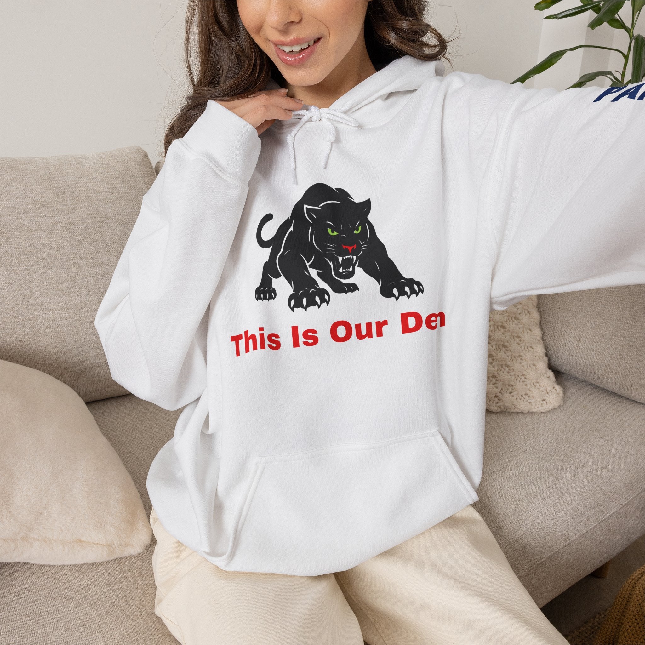 Panther Mascot Hoodie — "This Is Our Den" Team Spirit Sweatshirt