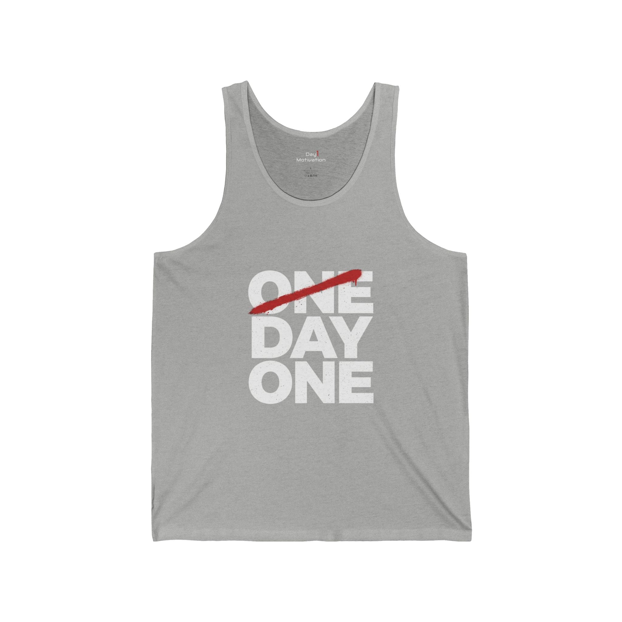 Motivational "One Day One" Tank Top — Minimal Workout & Daily Grind Tee