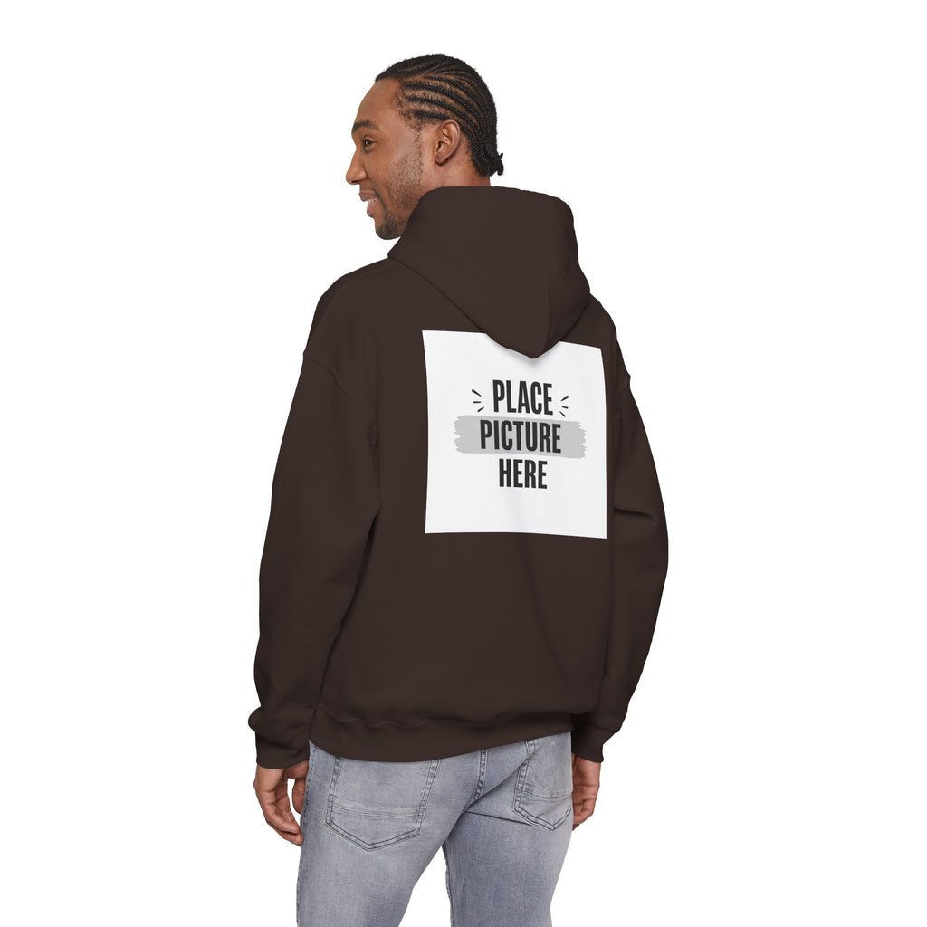 "Designed by You" —  Adult Unisex Hoodie Front & "Place Picture Here" Back