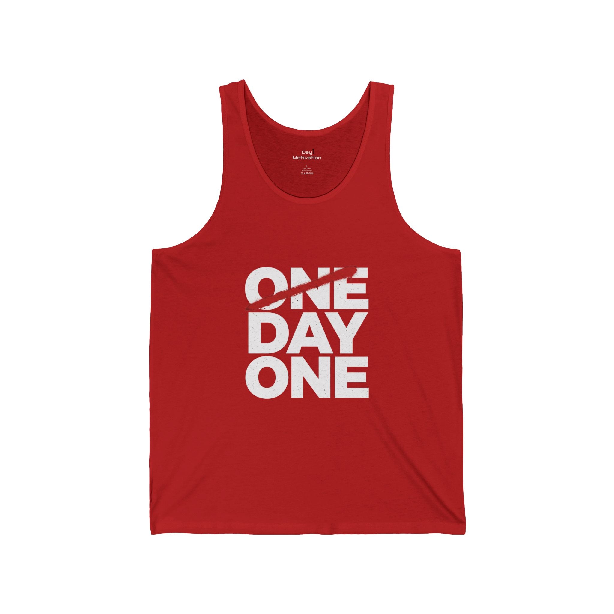 Motivational "One Day One" Tank Top — Minimal Workout & Daily Grind Tee