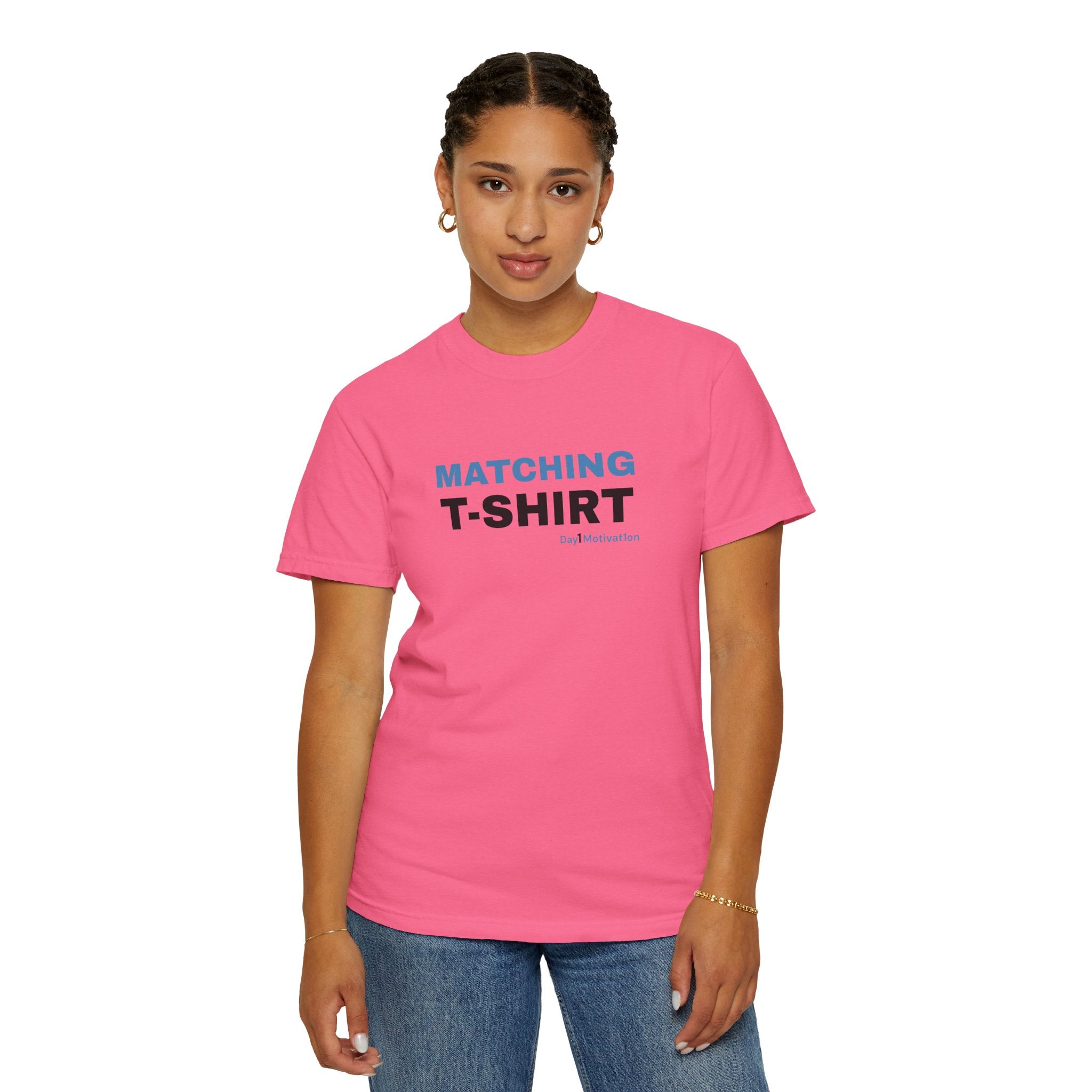 "Matching T-Shirt" | Unisex Graphic Tee with University Blue and Black Text