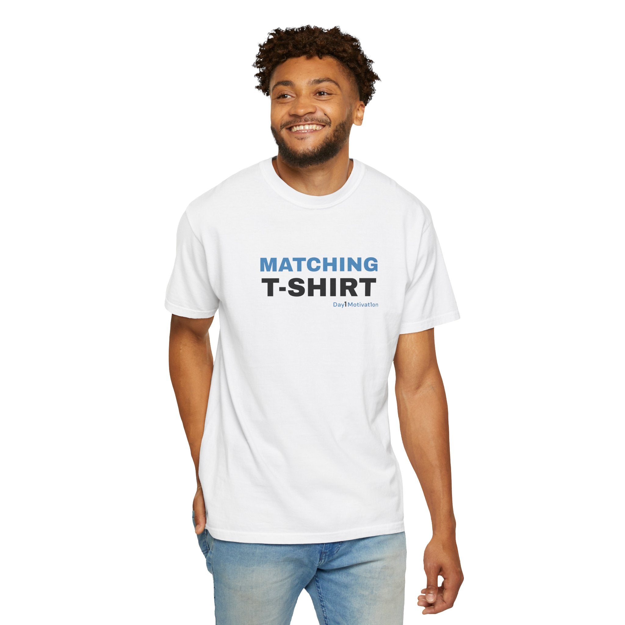 "Matching T-Shirt" | Unisex Graphic Tee with University Blue and Black Text