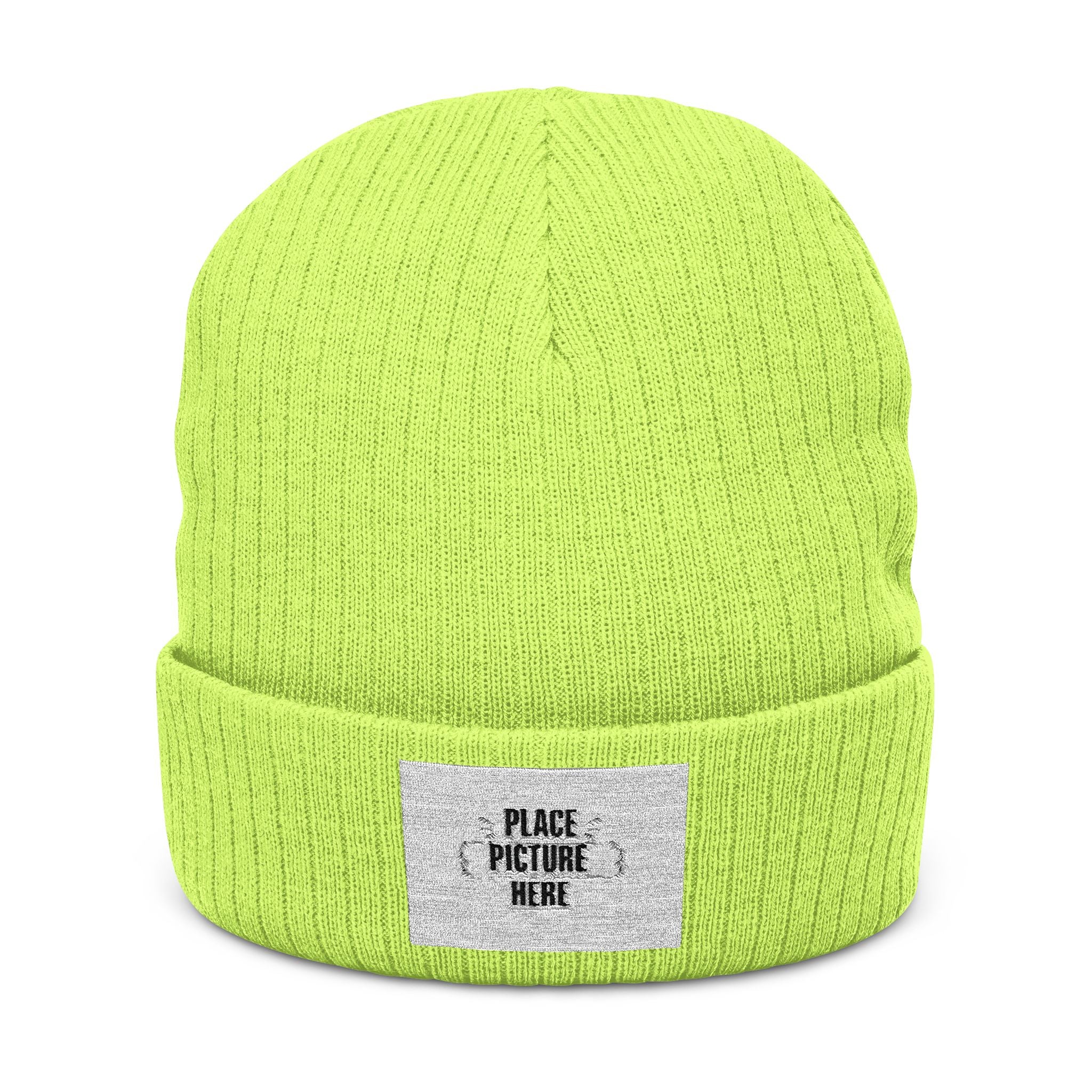 Custom Embroidered Patch Winter Hat — "Designed by You"  Ribbed Knit Beanie