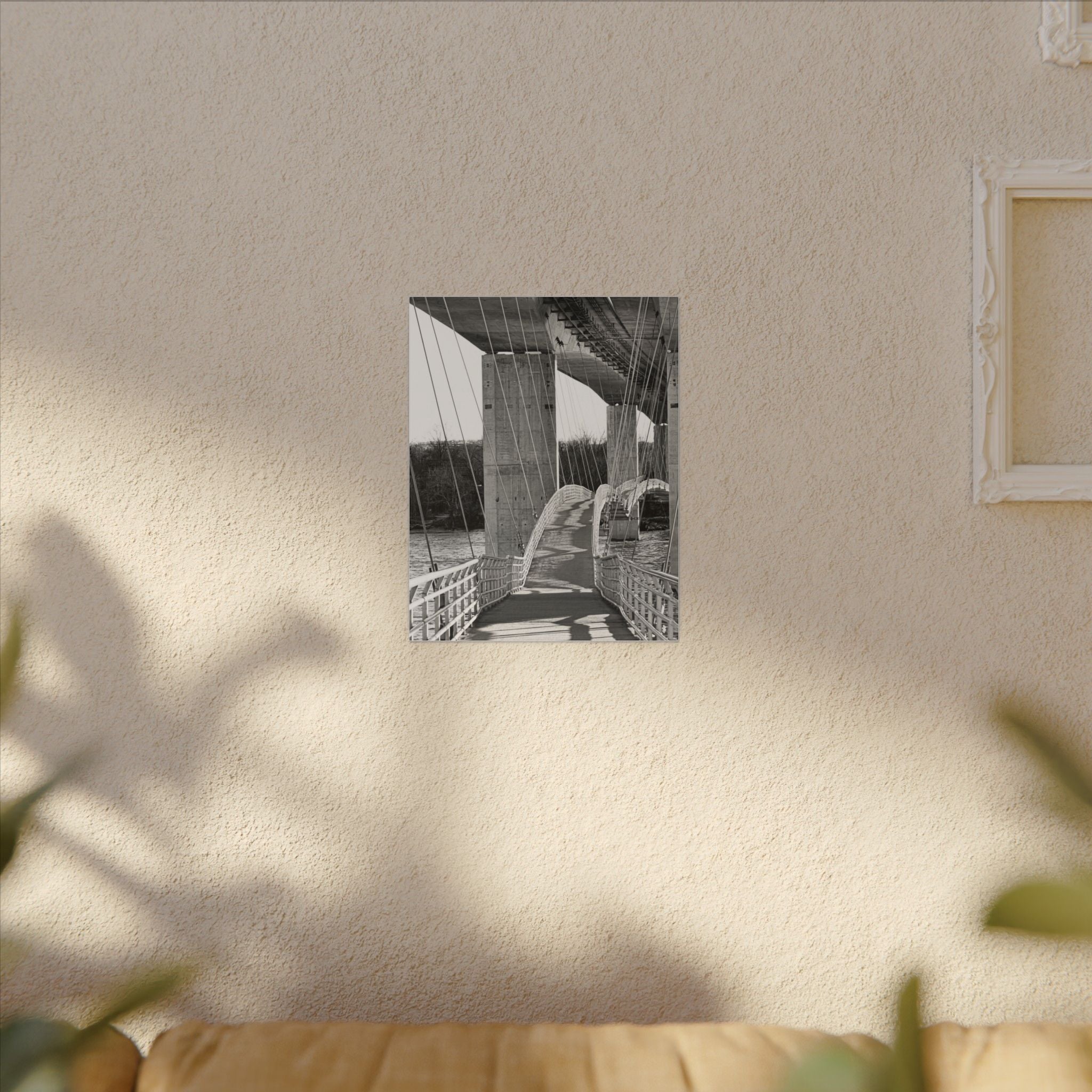"Foot Bridge" - Black & White Bridge Photo Canvas