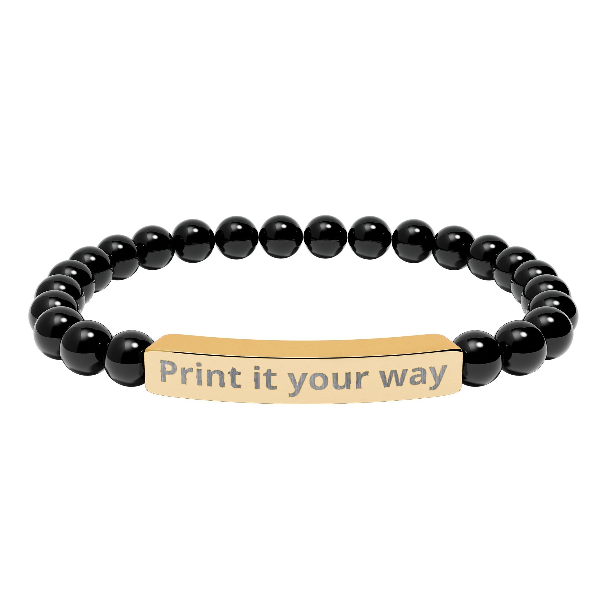 Customizable Engravable Natural Stone Bar Bracelet —  Stretch Beaded Bracelet