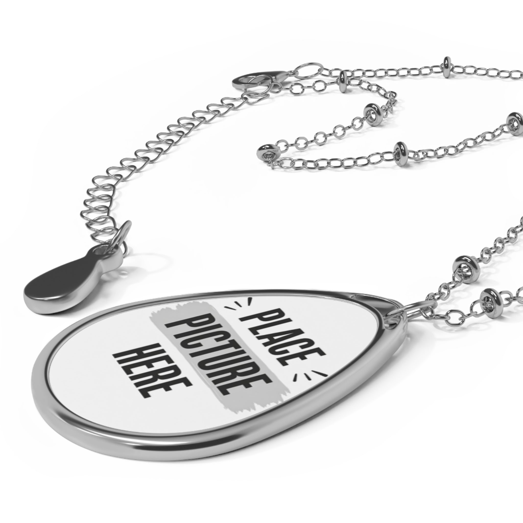 Custom  Oval Photo Necklace — Engraved Picture Locket Pendant