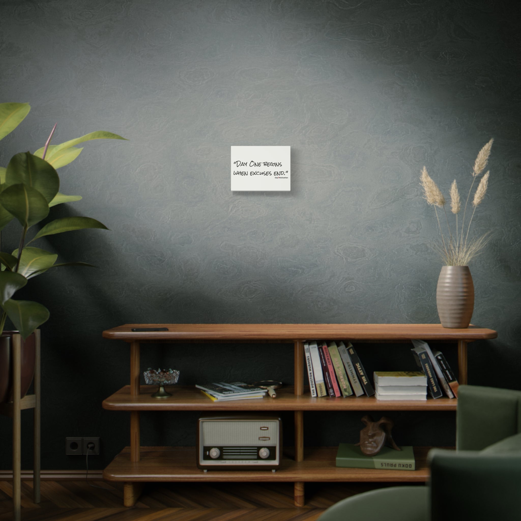 Motivational Canvas Wall Art – “Day One begins when excuses end.”