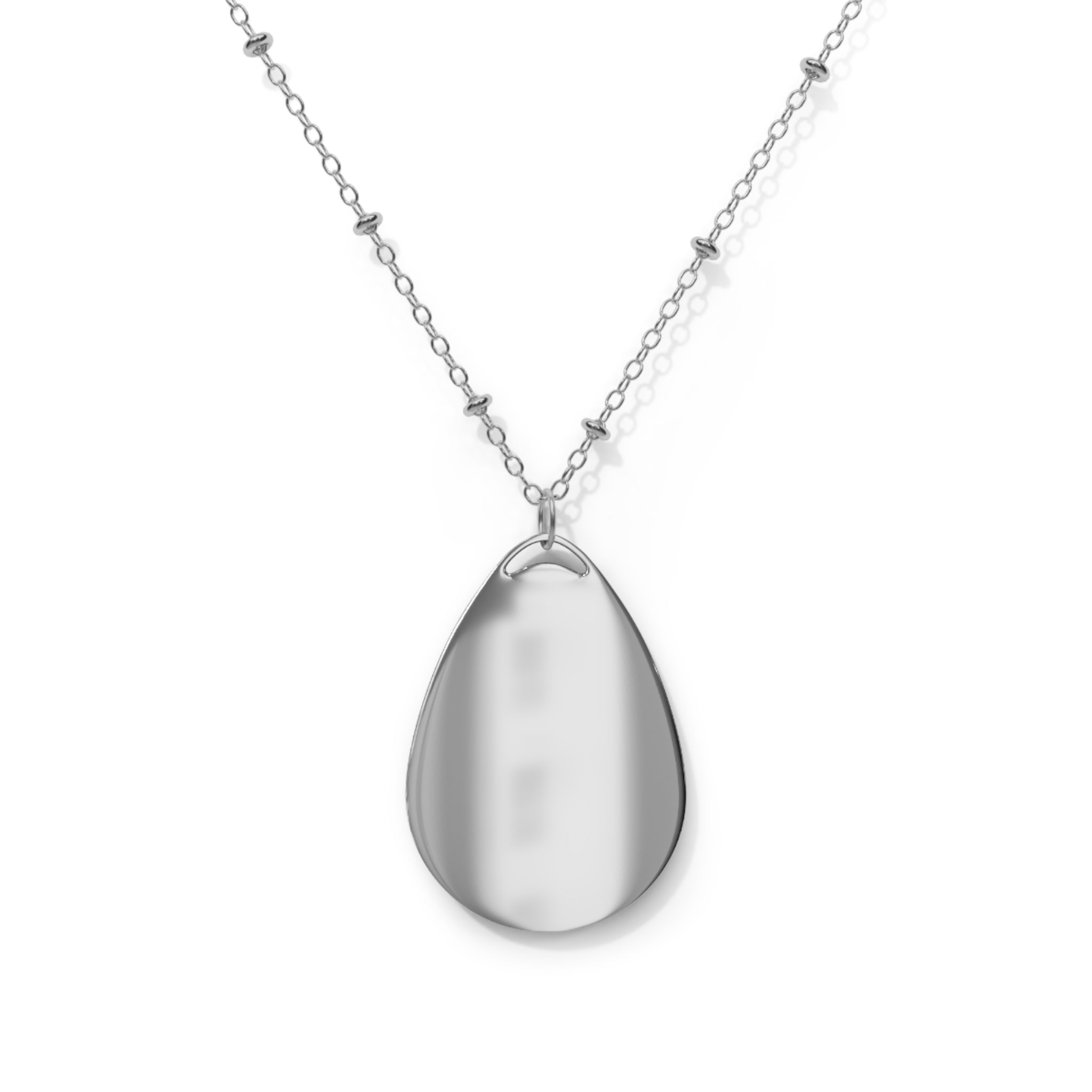 Custom  Oval Photo Necklace — Engraved Picture Locket Pendant