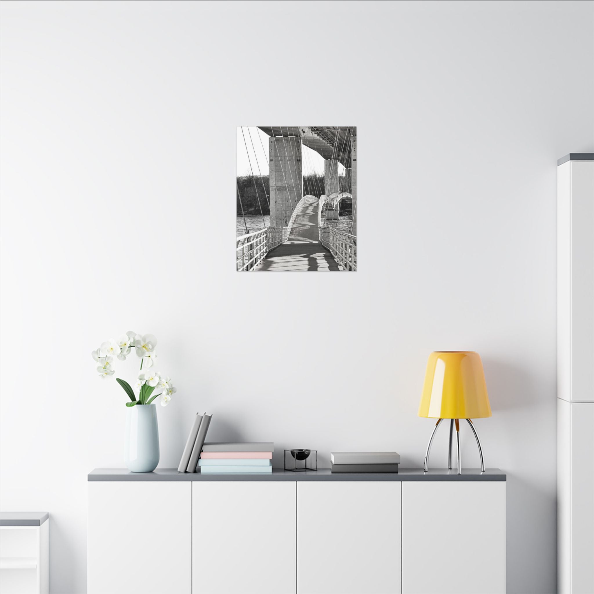 "Foot Bridge" - Black & White Bridge Photo Canvas