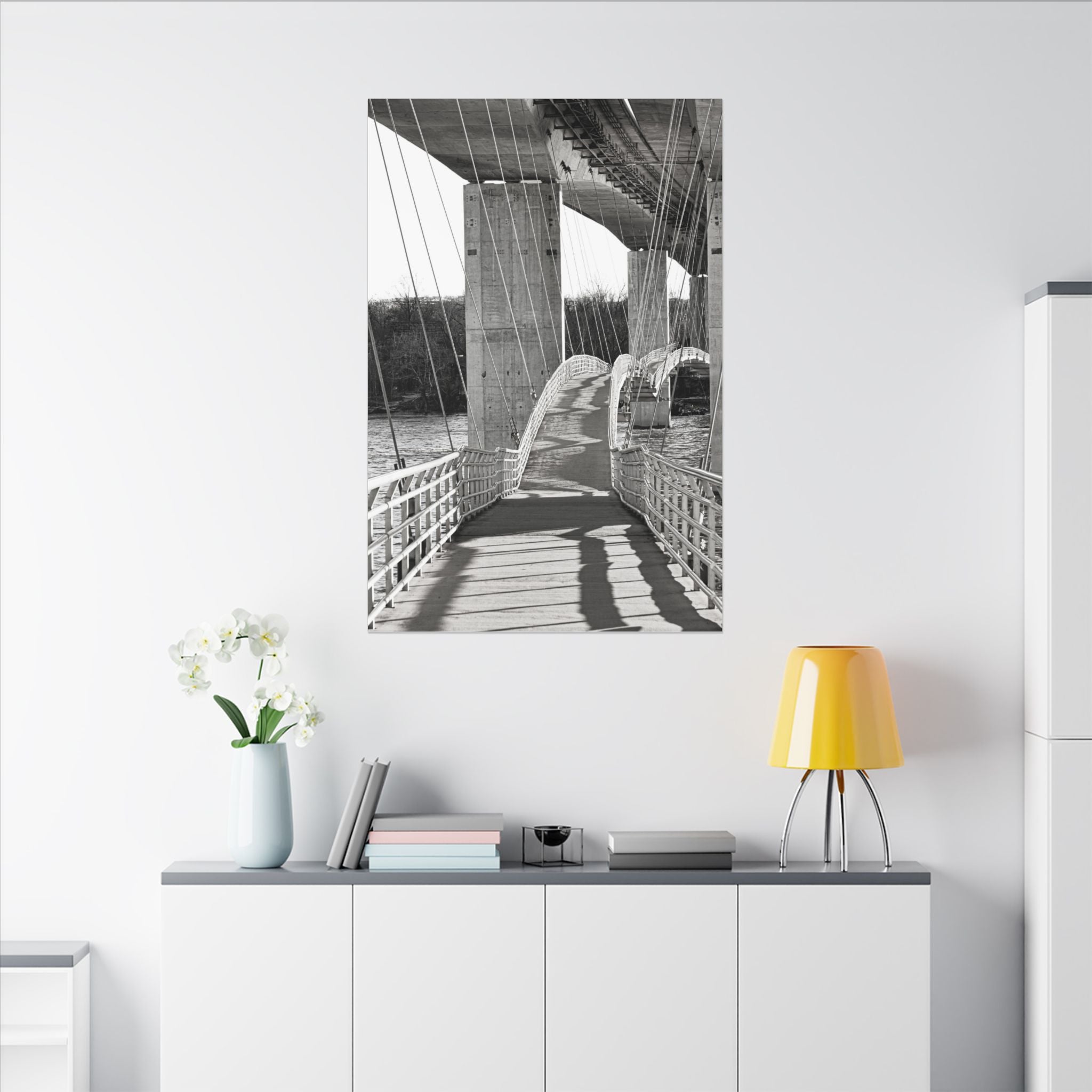 "Foot Bridge" - Black & White Bridge Photo Canvas