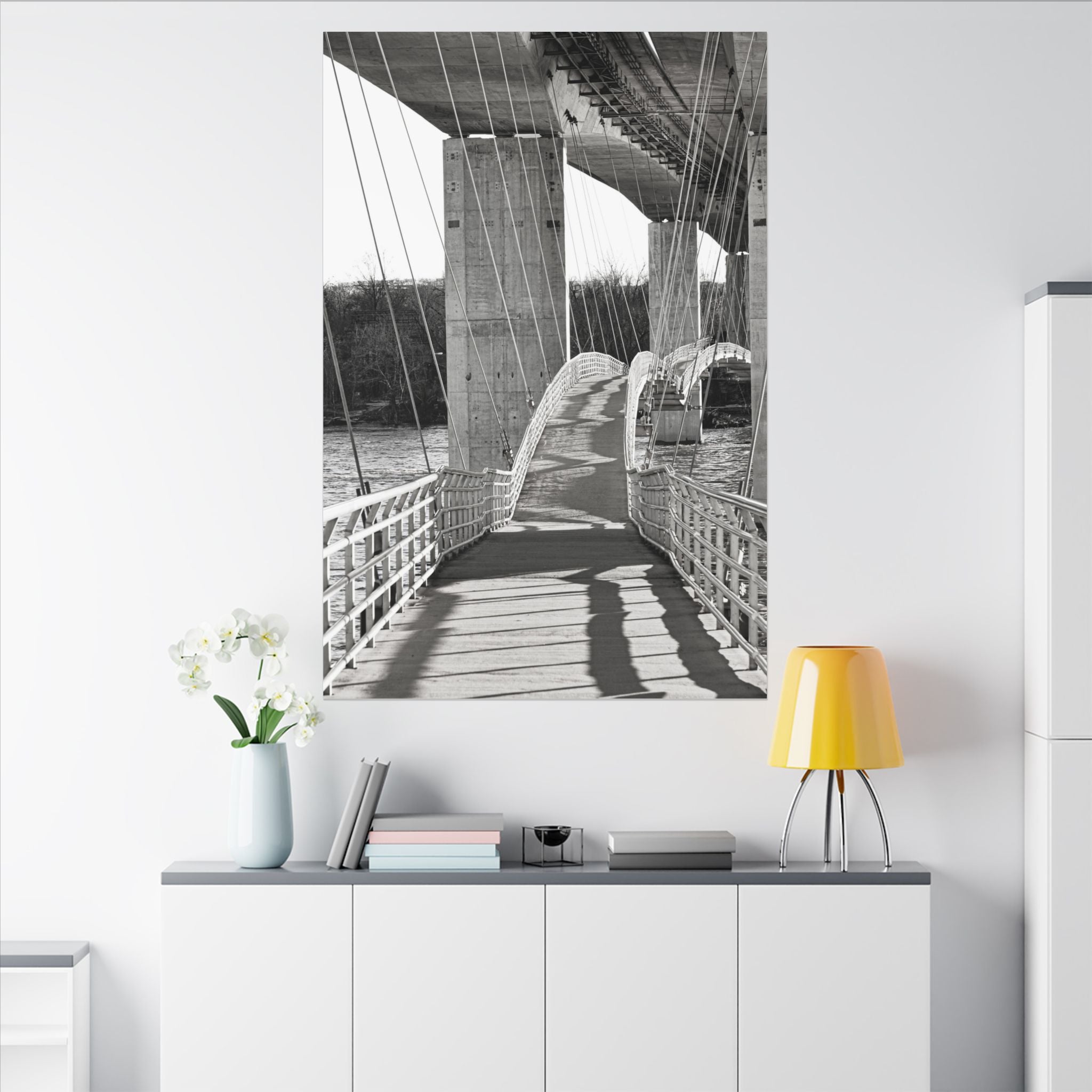 "Foot Bridge" - Black & White Bridge Photo Canvas