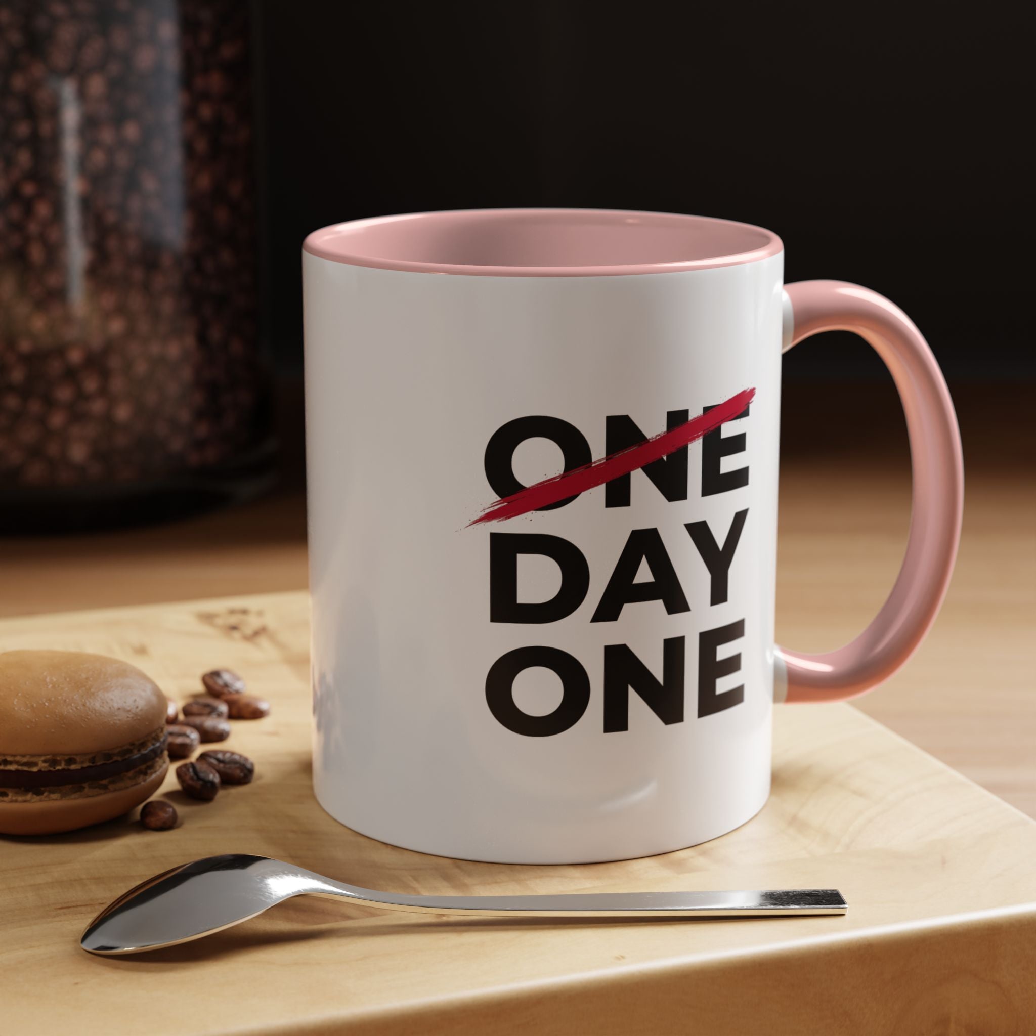 “Day One” Accent Coffee Mug (11, 15oz) - Black Text