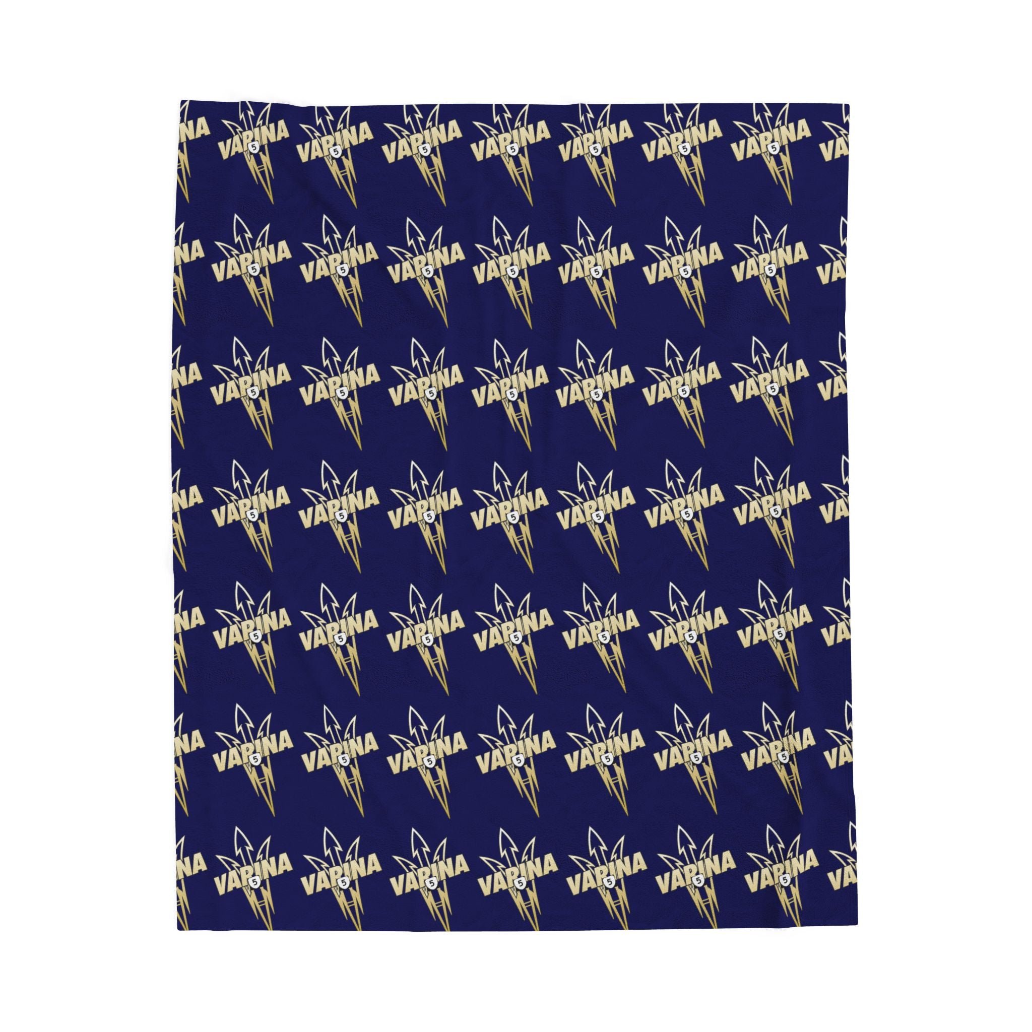Varina Route 5 Logo Velveteen Plush Blanket – Soft Navy Throw