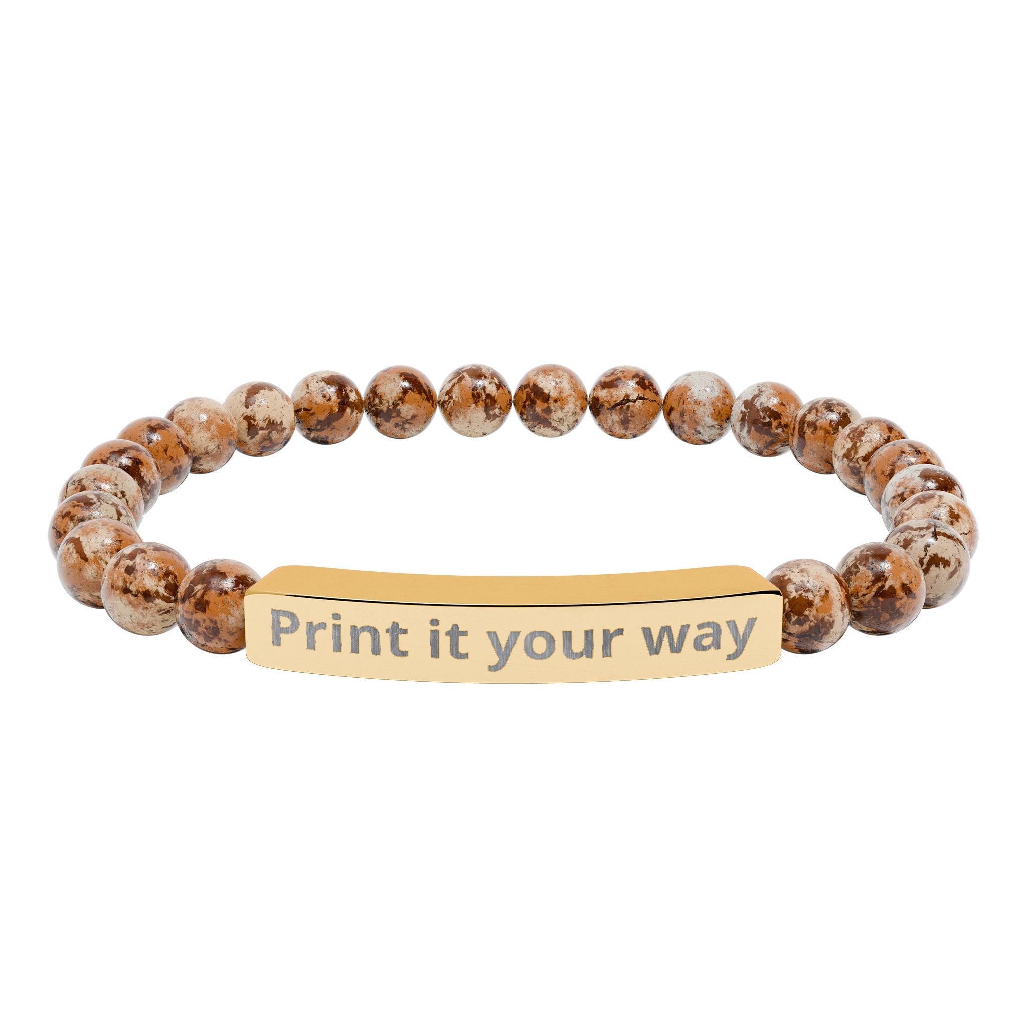 Customizable Engravable Natural Stone Bar Bracelet —  Stretch Beaded Bracelet