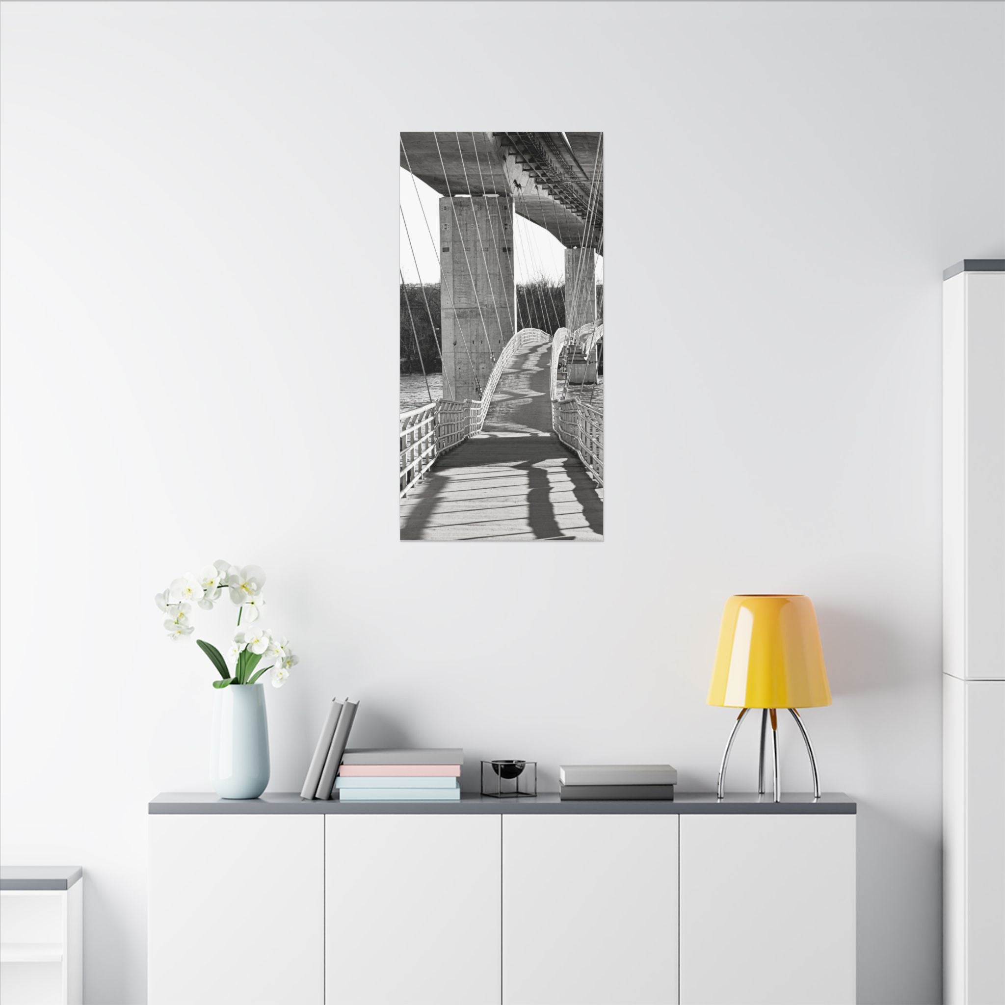 "Foot Bridge" - Black & White Bridge Photo Canvas