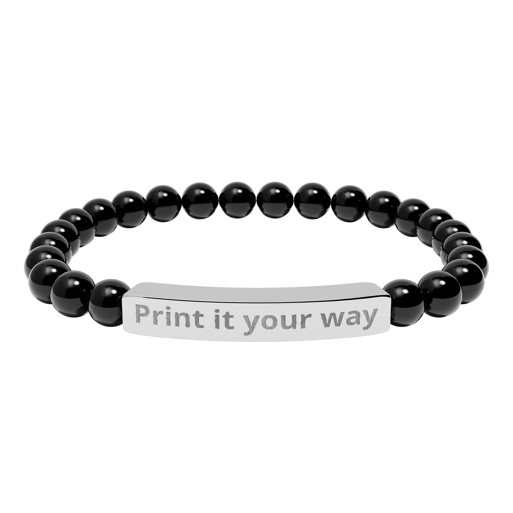 Customizable Engravable Natural Stone Bar Bracelet —  Stretch Beaded Bracelet