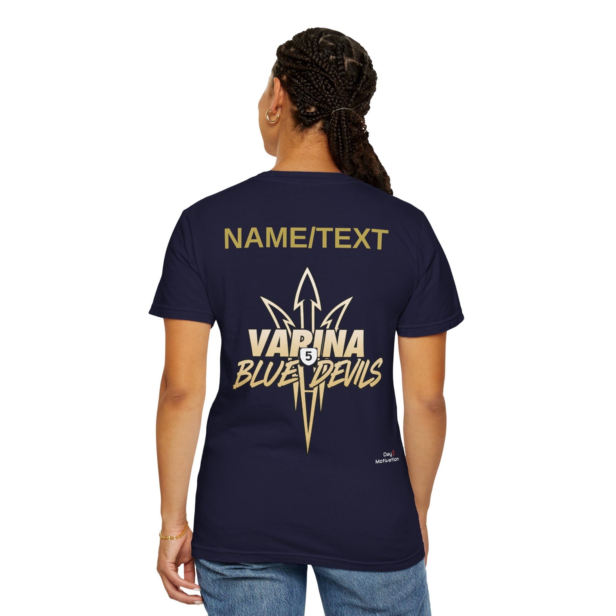 Varsity ‘VARINA’ Blue Devils T-Shirt — Victory, Attitude, Respect, Integrity, Never Quit, Ambition