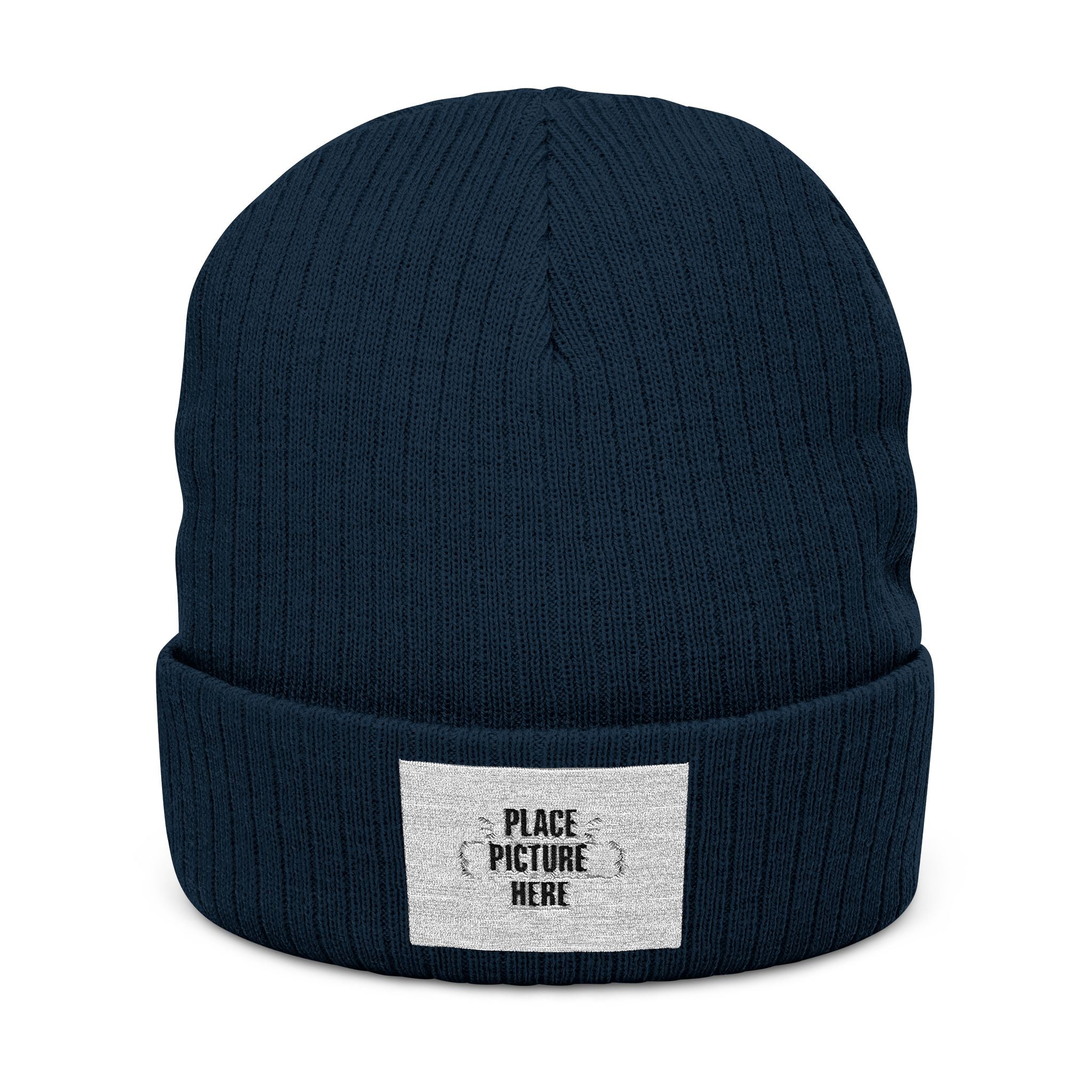 Custom Embroidered Patch Winter Hat — "Designed by You"  Ribbed Knit Beanie
