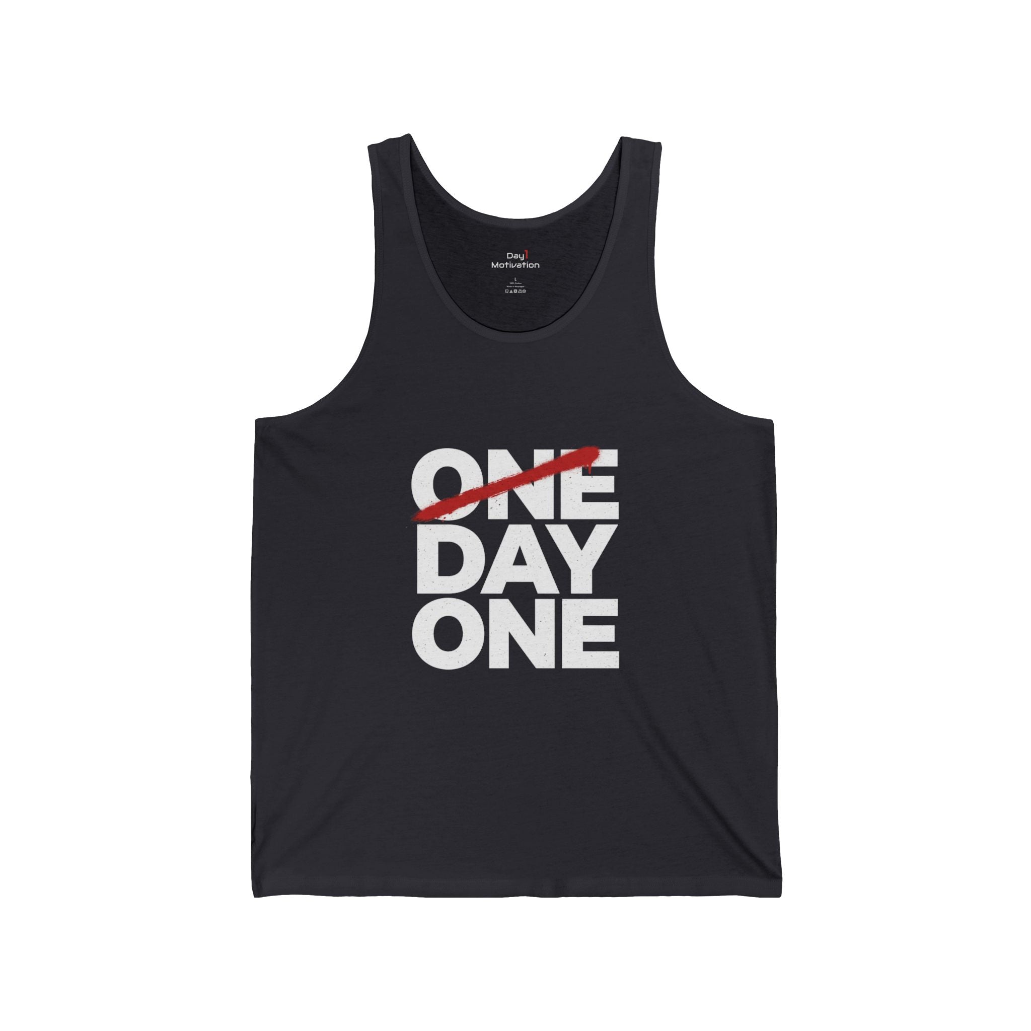 Motivational "One Day One" Tank Top — Minimal Workout & Daily Grind Tee