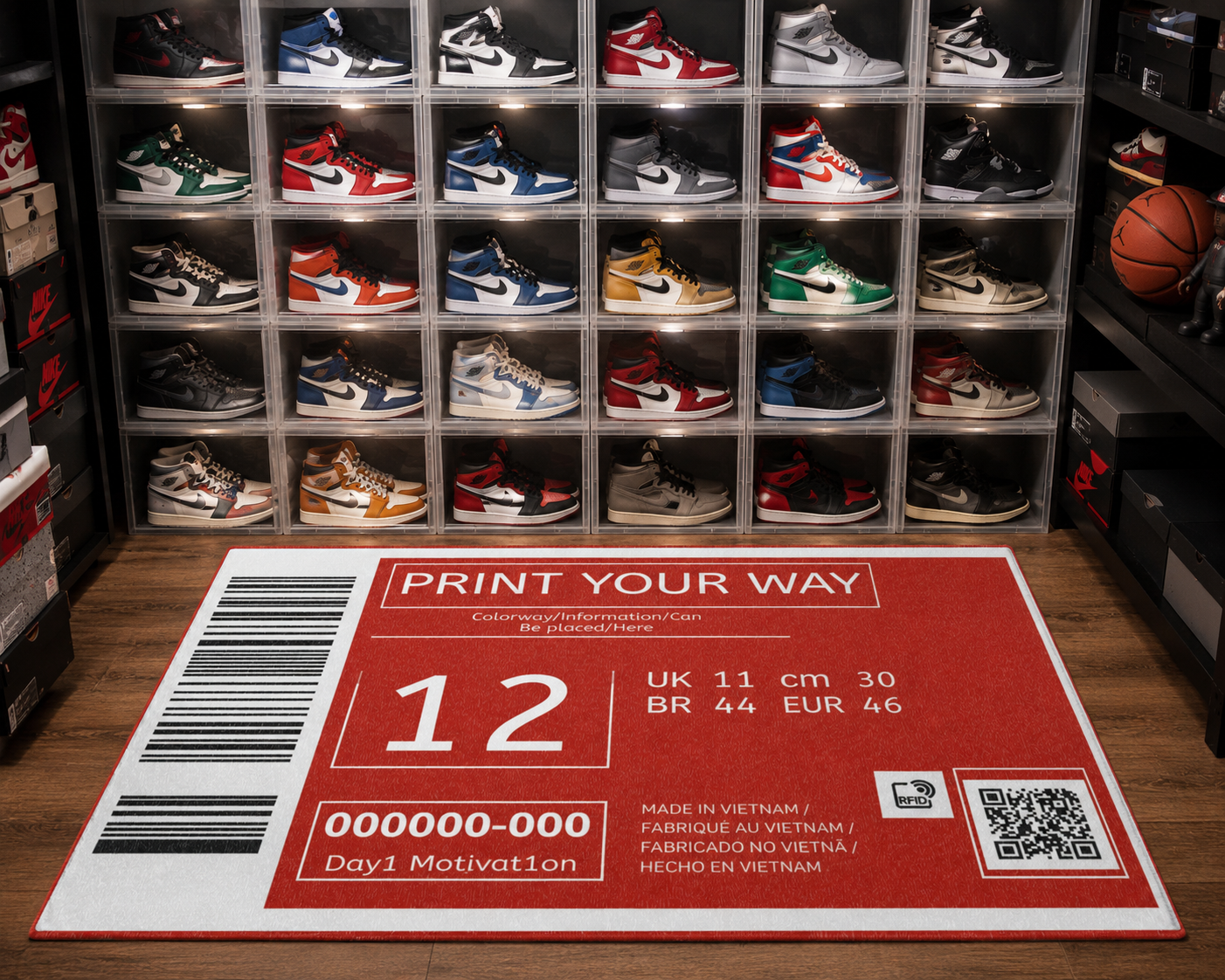 Custom Sneaker Box Label Area Rug