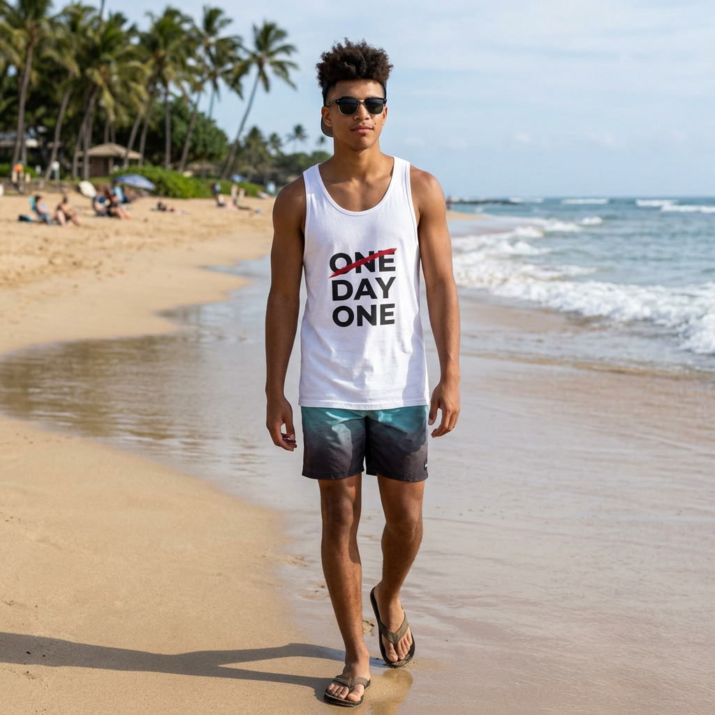 Motivational "One Day One" Tank Top — Minimal Workout & Daily Grind Tee