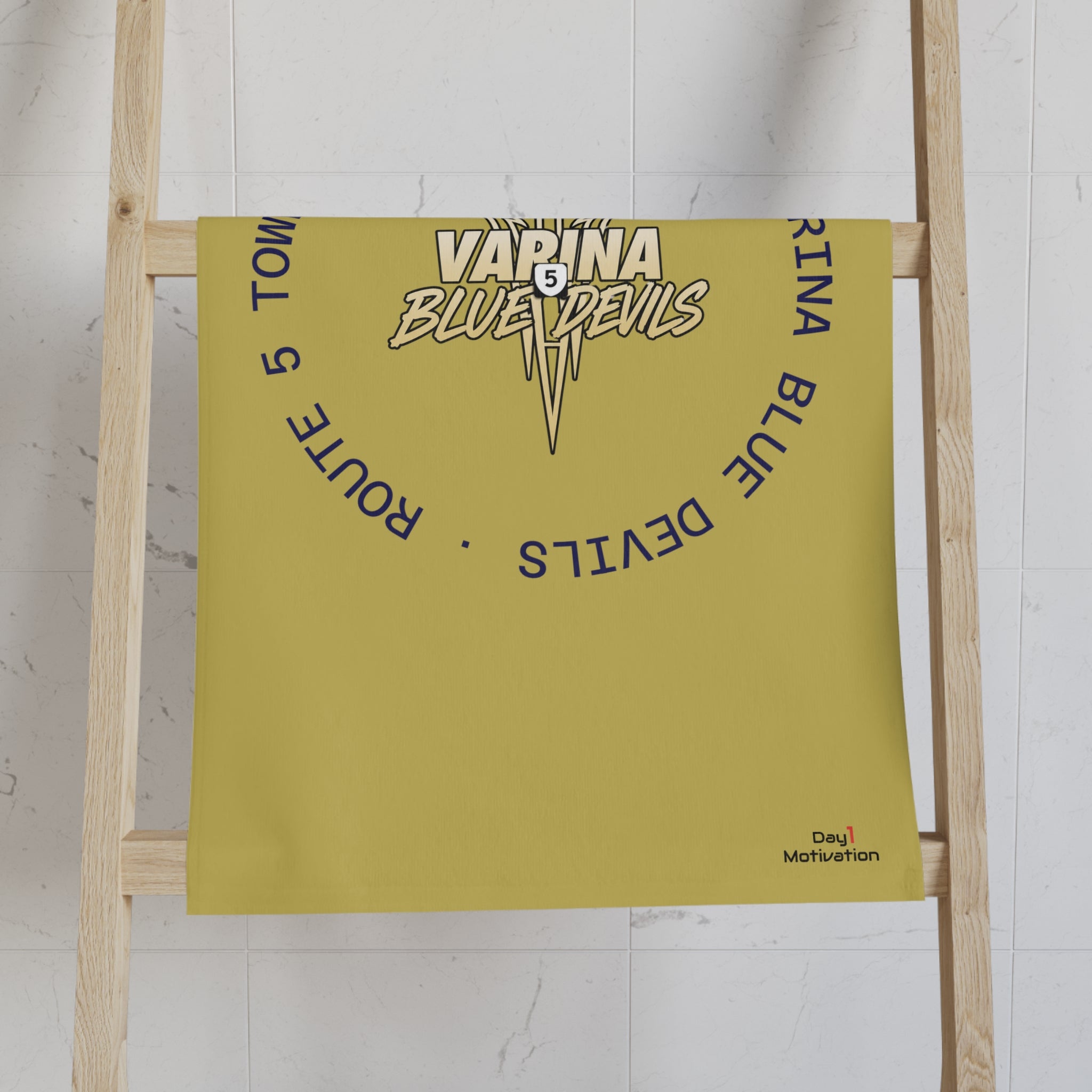 Varina Blue Devils Route 5 Hand Towel — Gold & Navy School Spirit Sports Towel