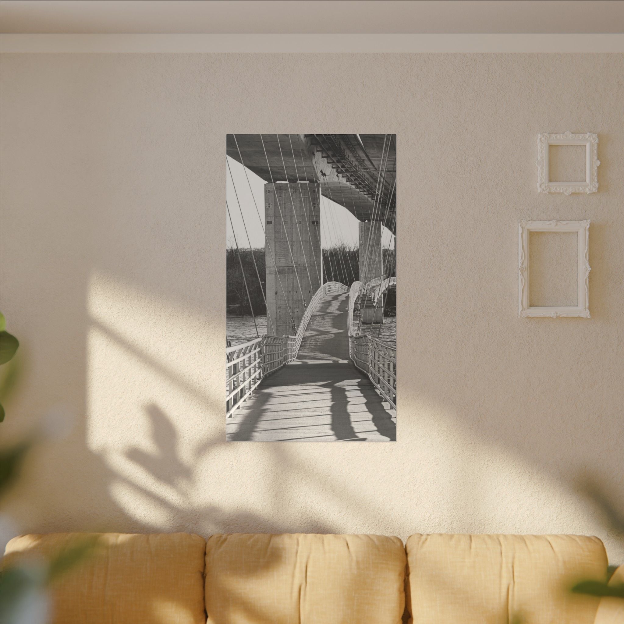 "Foot Bridge" - Black & White Bridge Photo Canvas