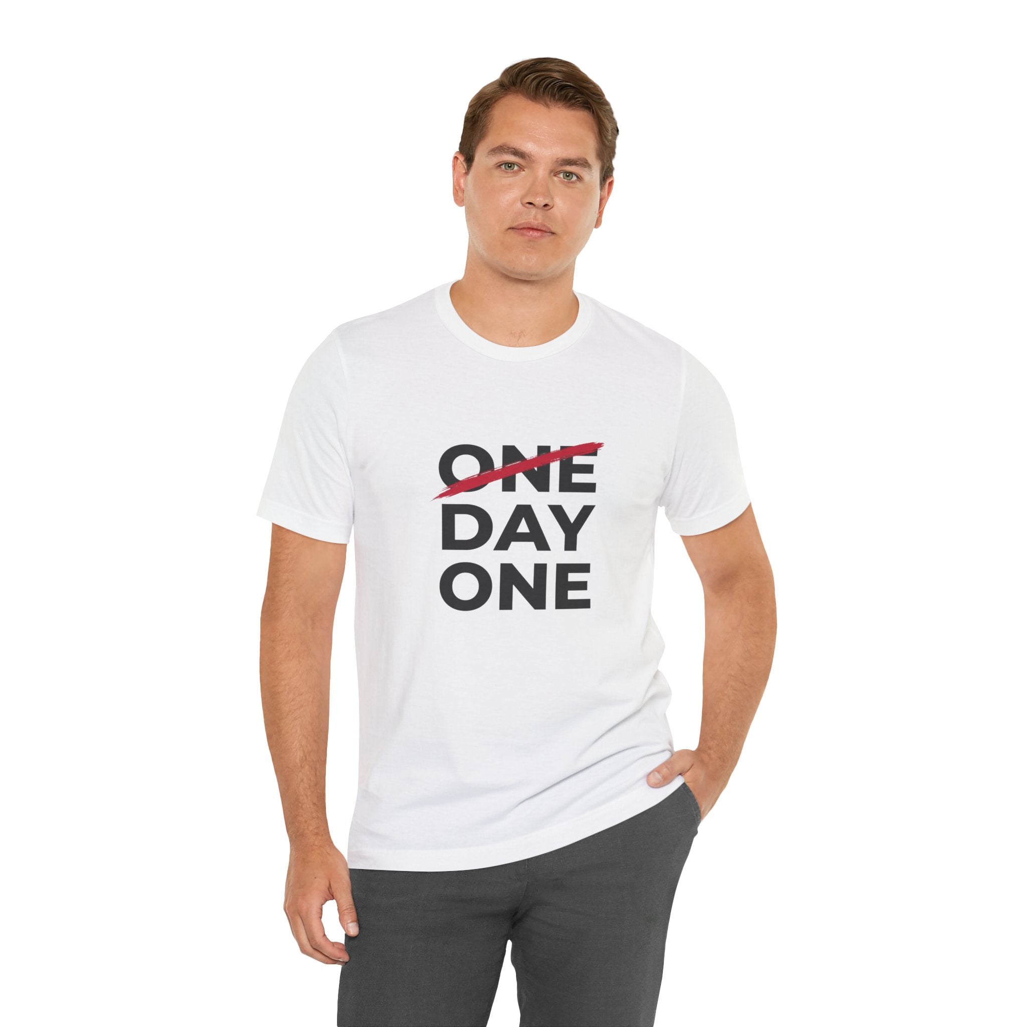 “Day One” Unisex Tee - Black Text