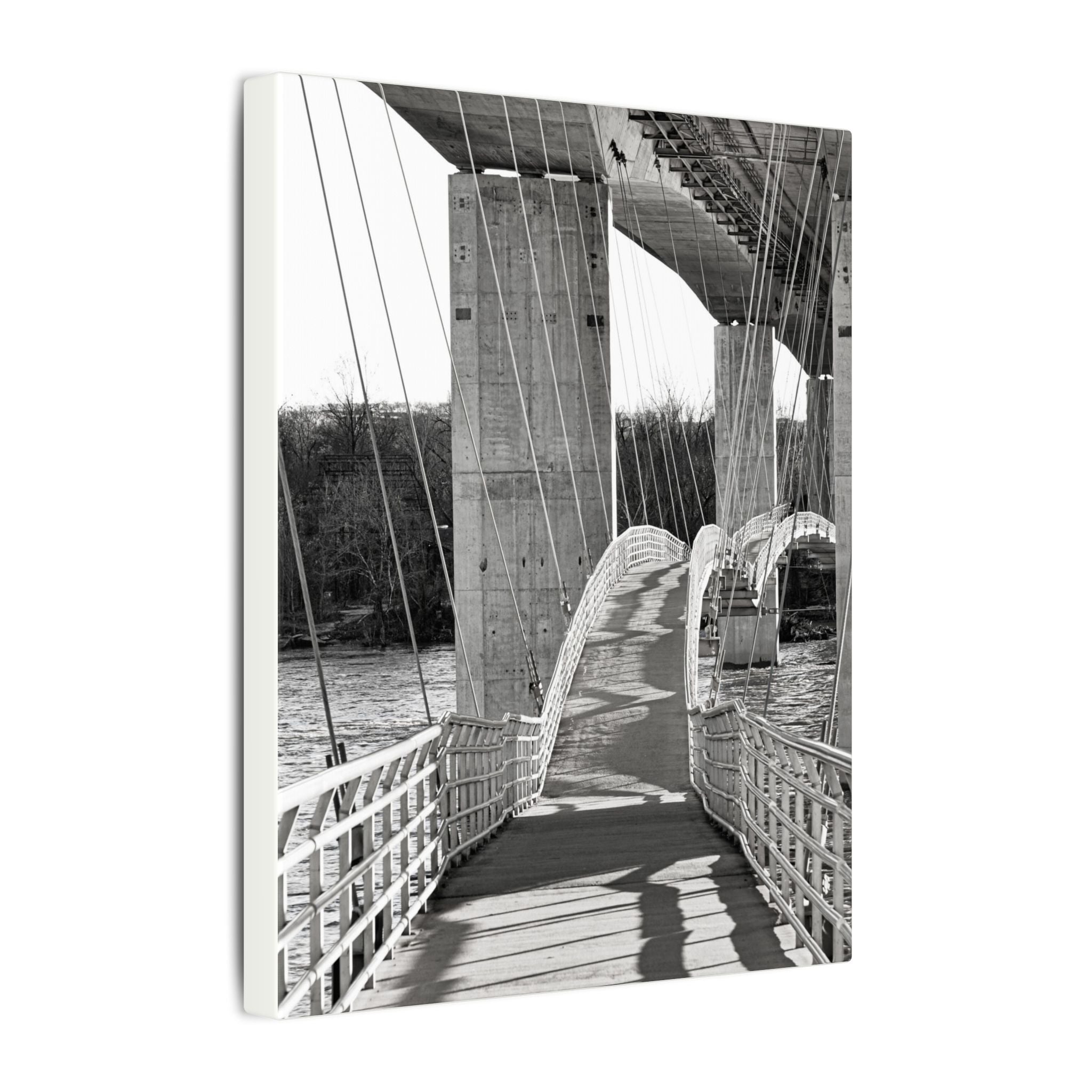 "Foot Bridge" - Black & White Bridge Photo Canvas