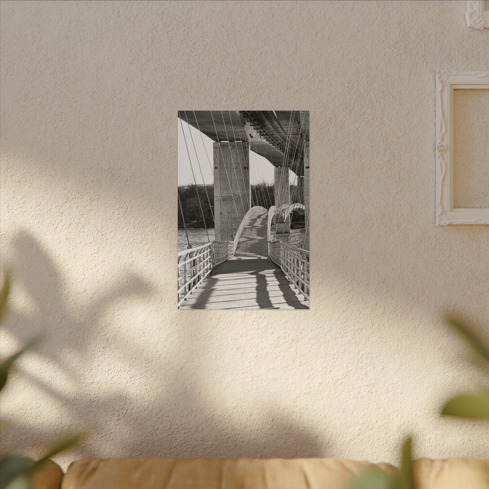 "Foot Bridge" - Black & White Bridge Photo Canvas