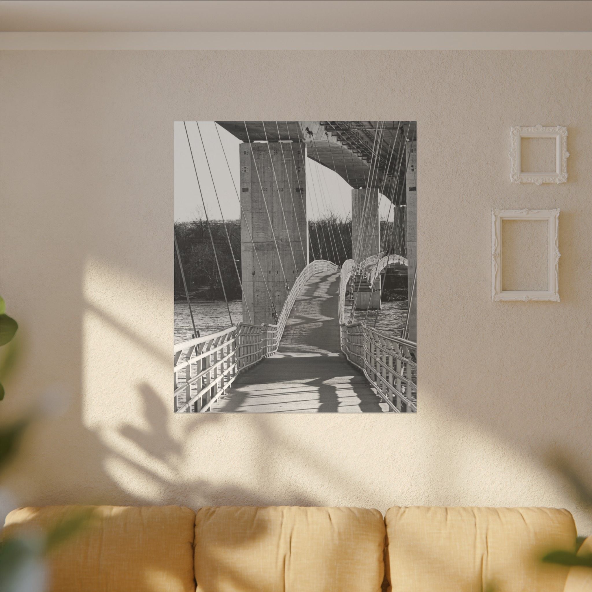 "Foot Bridge" - Black & White Bridge Photo Canvas