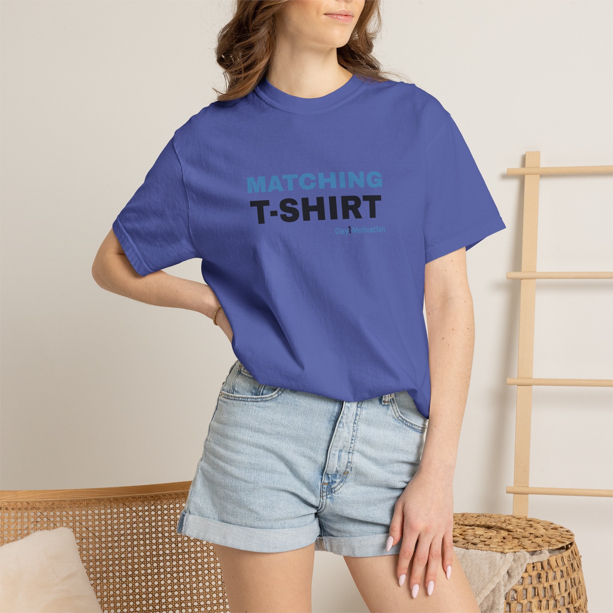 "Matching T-Shirt" | Unisex Graphic Tee with University Blue and Black Text